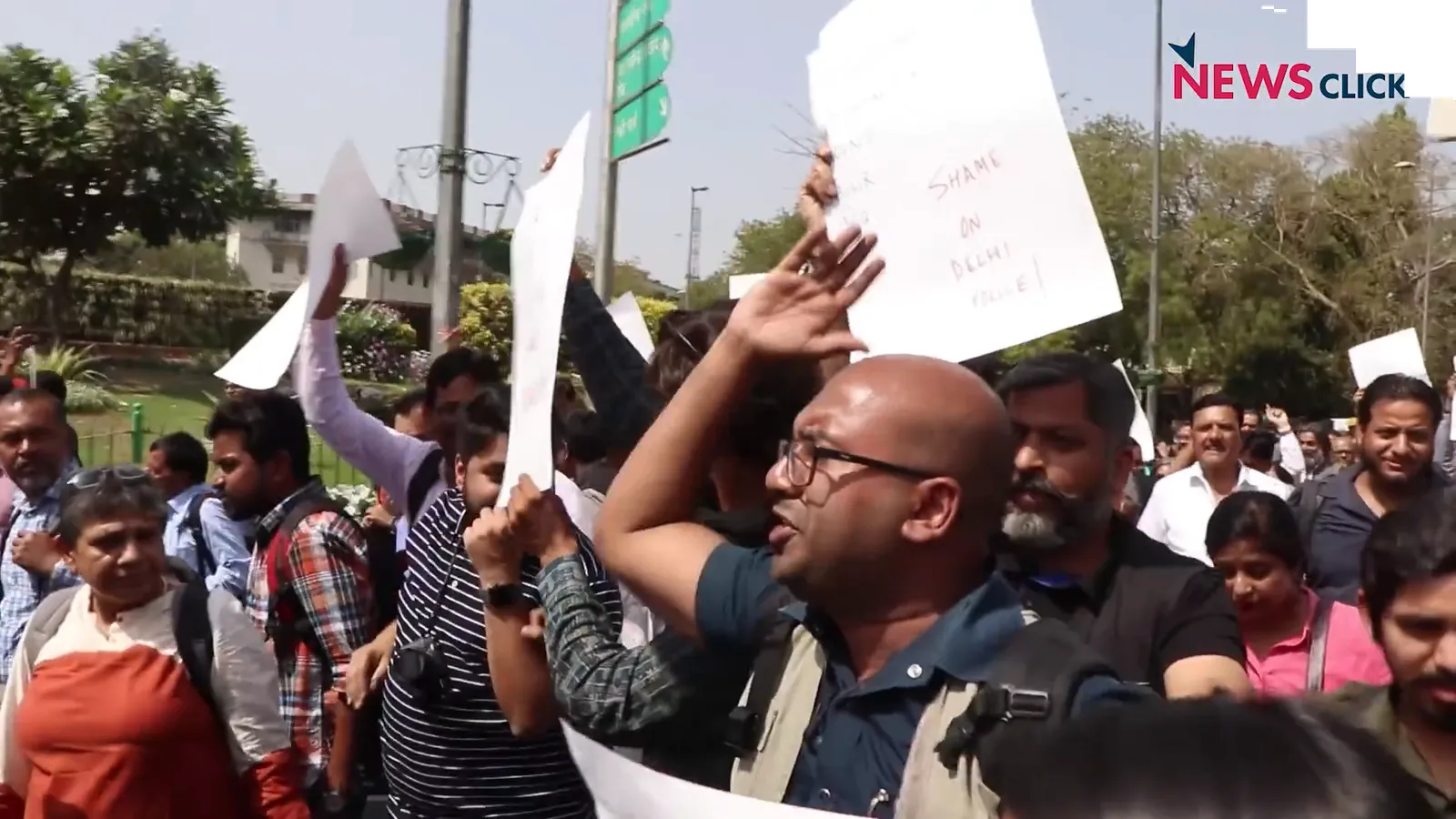 Journalists march in Delhi in defense of press freedom.