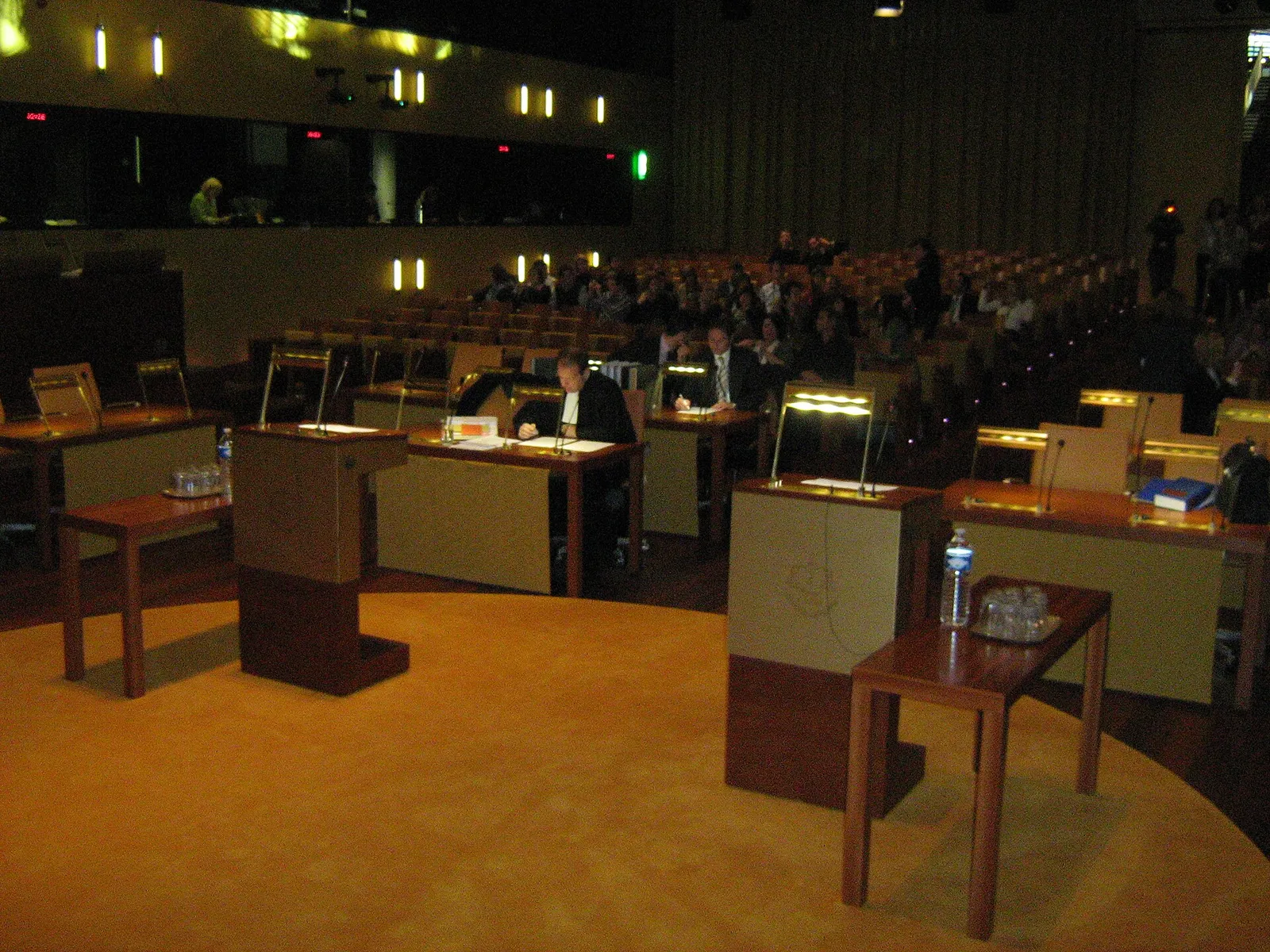 The grand courtroom of the Court of Justice of the European Union in Luxembourg.