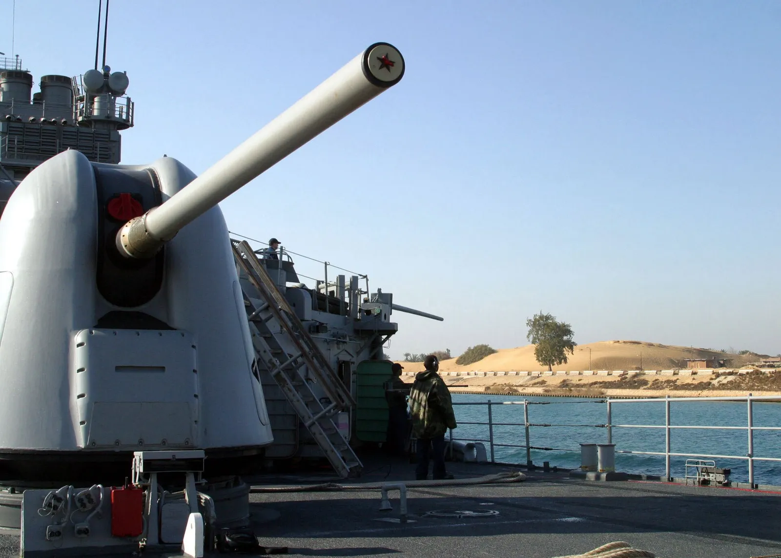 A U.S. Navy destroyer at sea