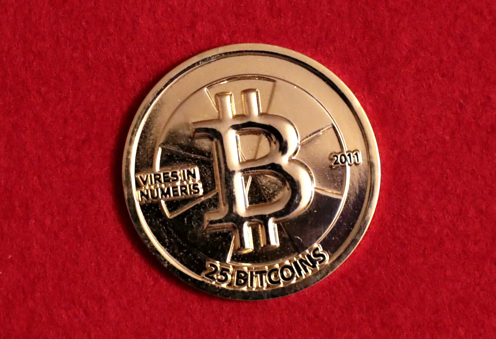 A physical token representing Bitcoin.
