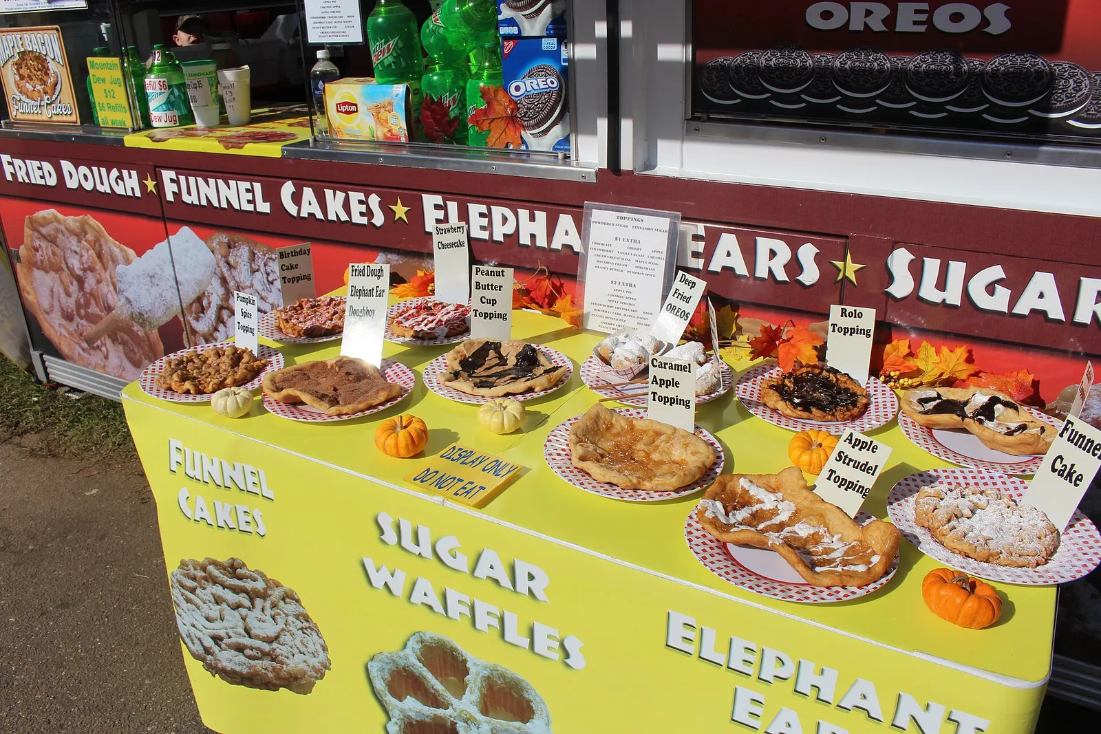 Deep-fried food on offer at a county fair stand