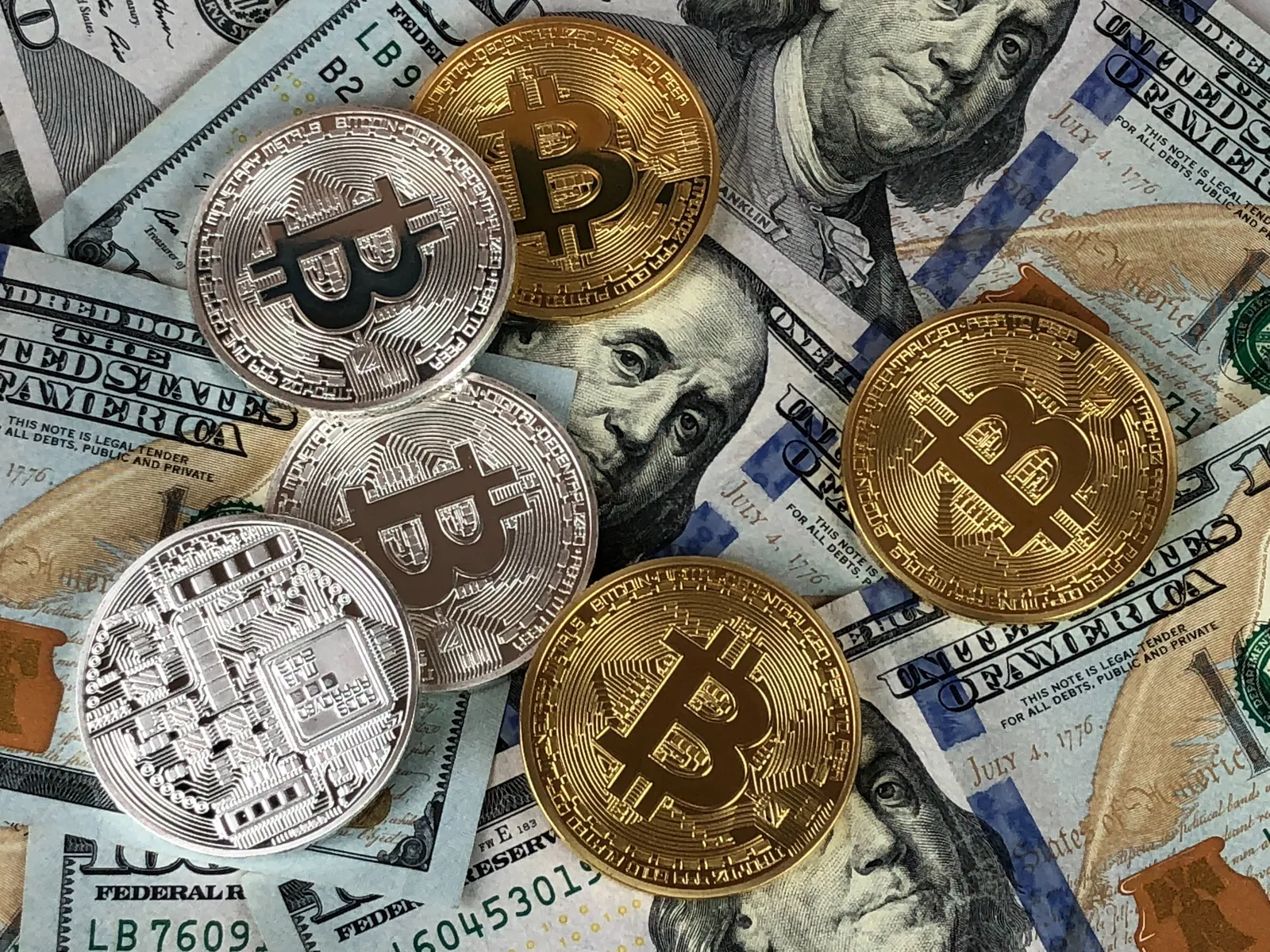 Physical novelty cryptocurrency coins.