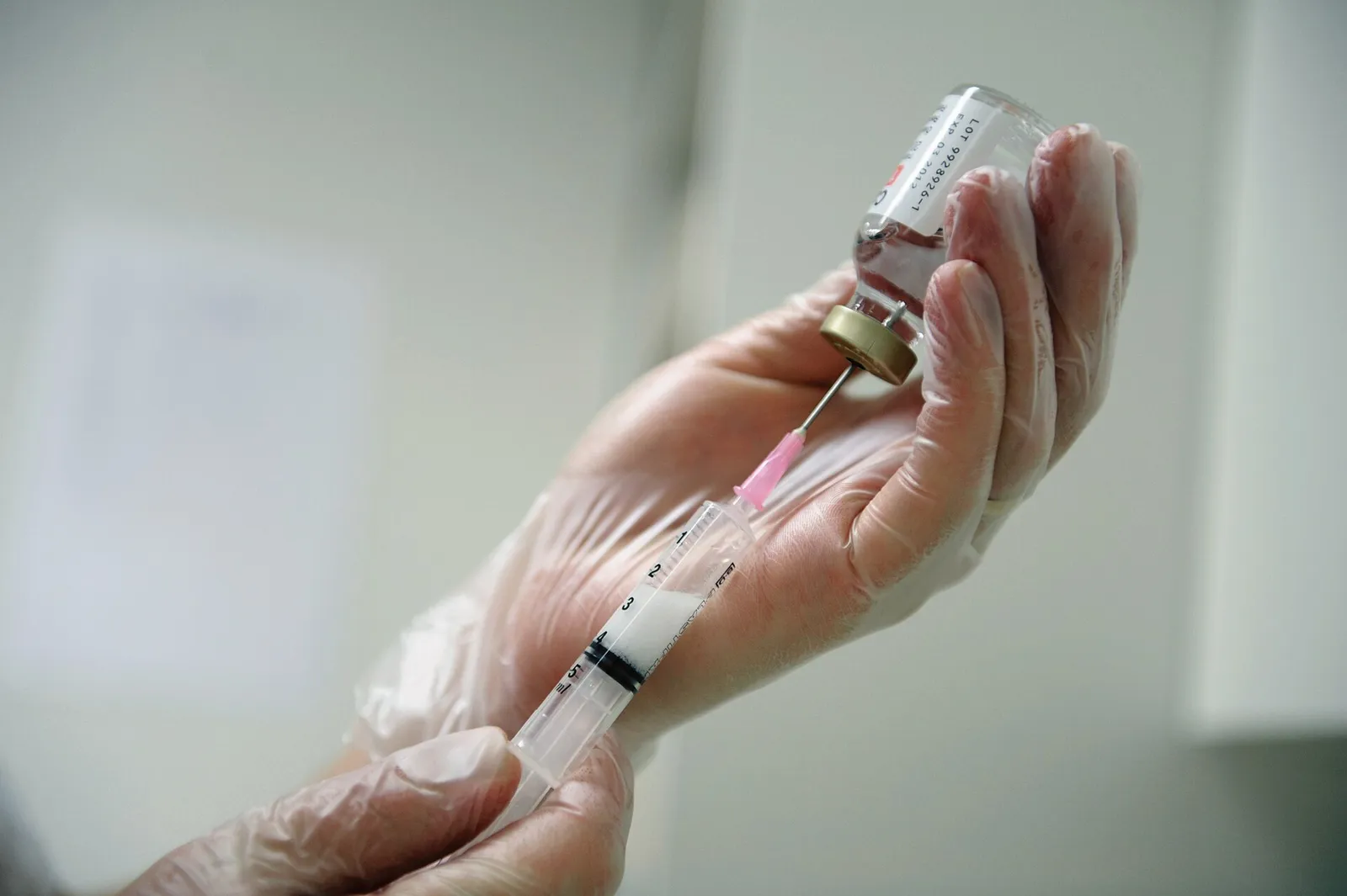 A syringe and vial
