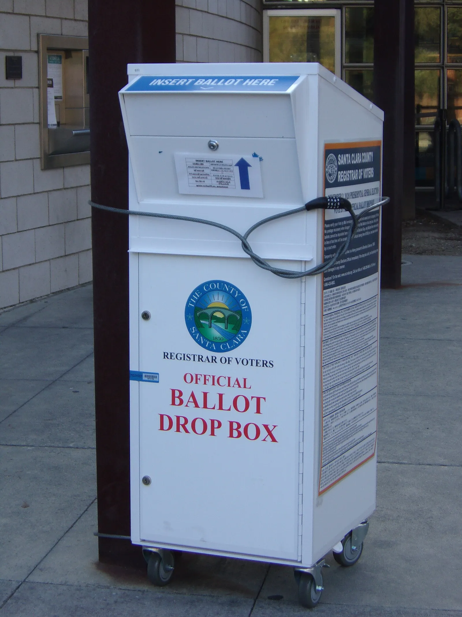 A ballot drop box used for mail-in and absentee voting in the United States.