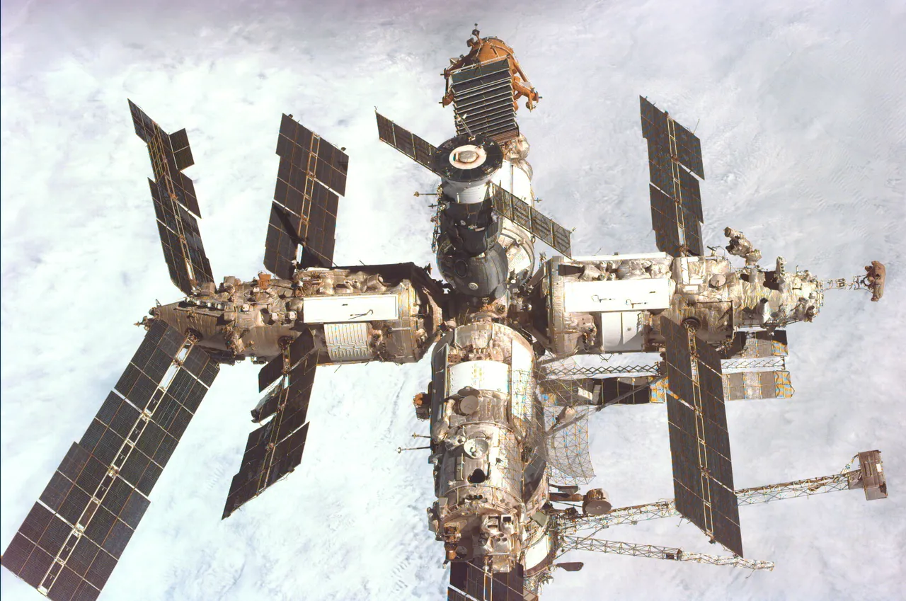 The Soviet Mir space station in orbit.