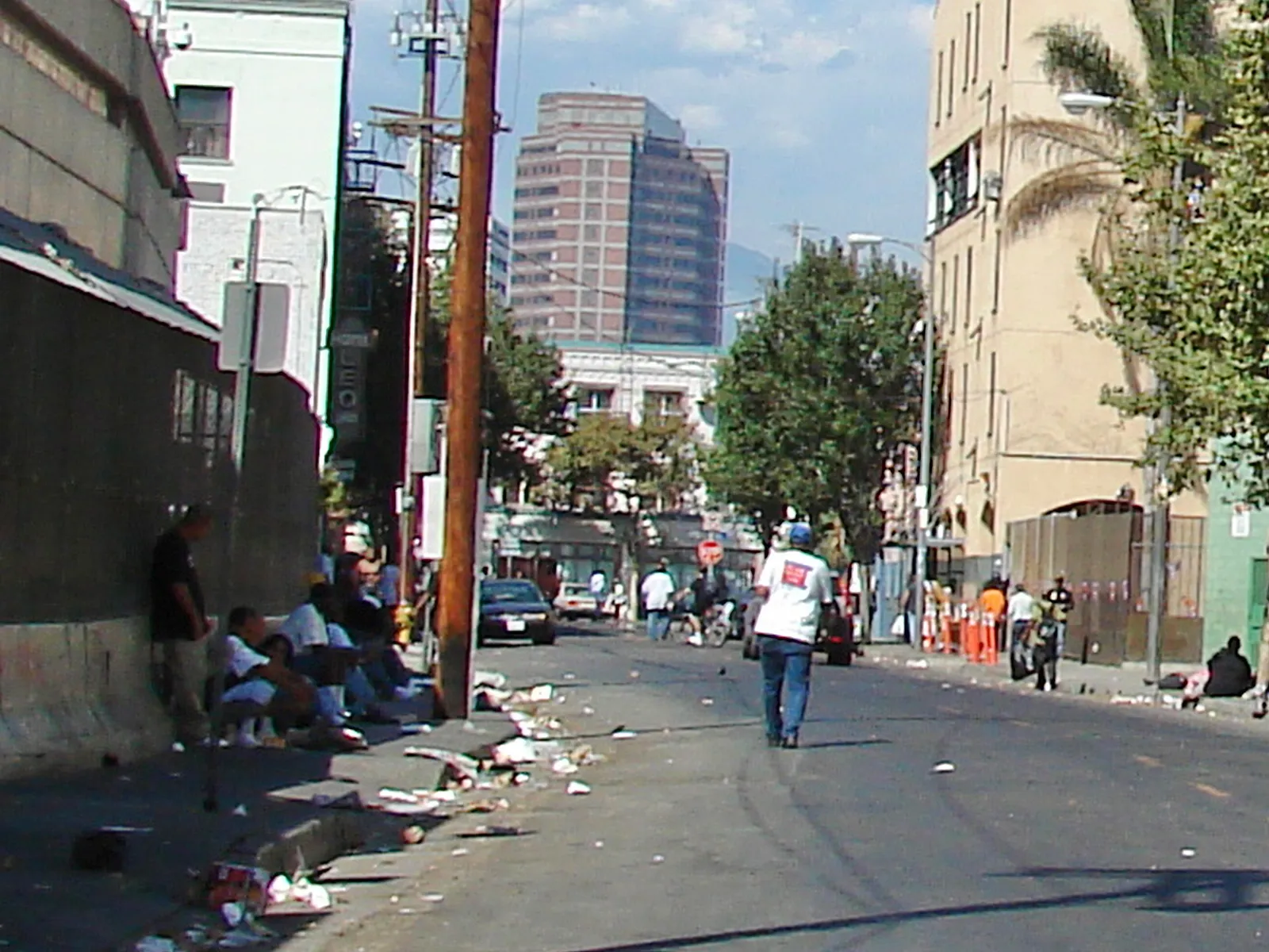 A street in the Skid Row district of downtown Los Angeles