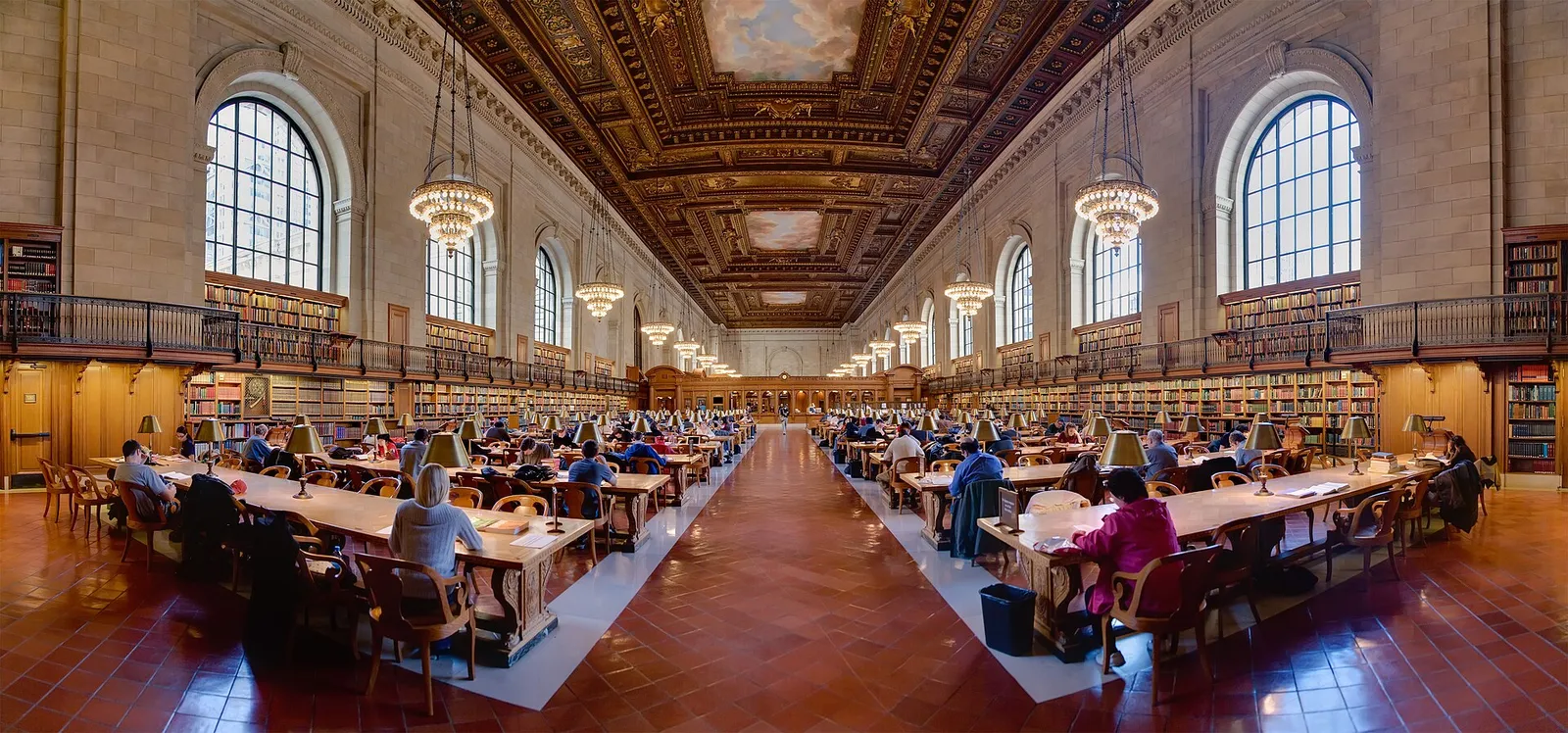 The reading room of a public library