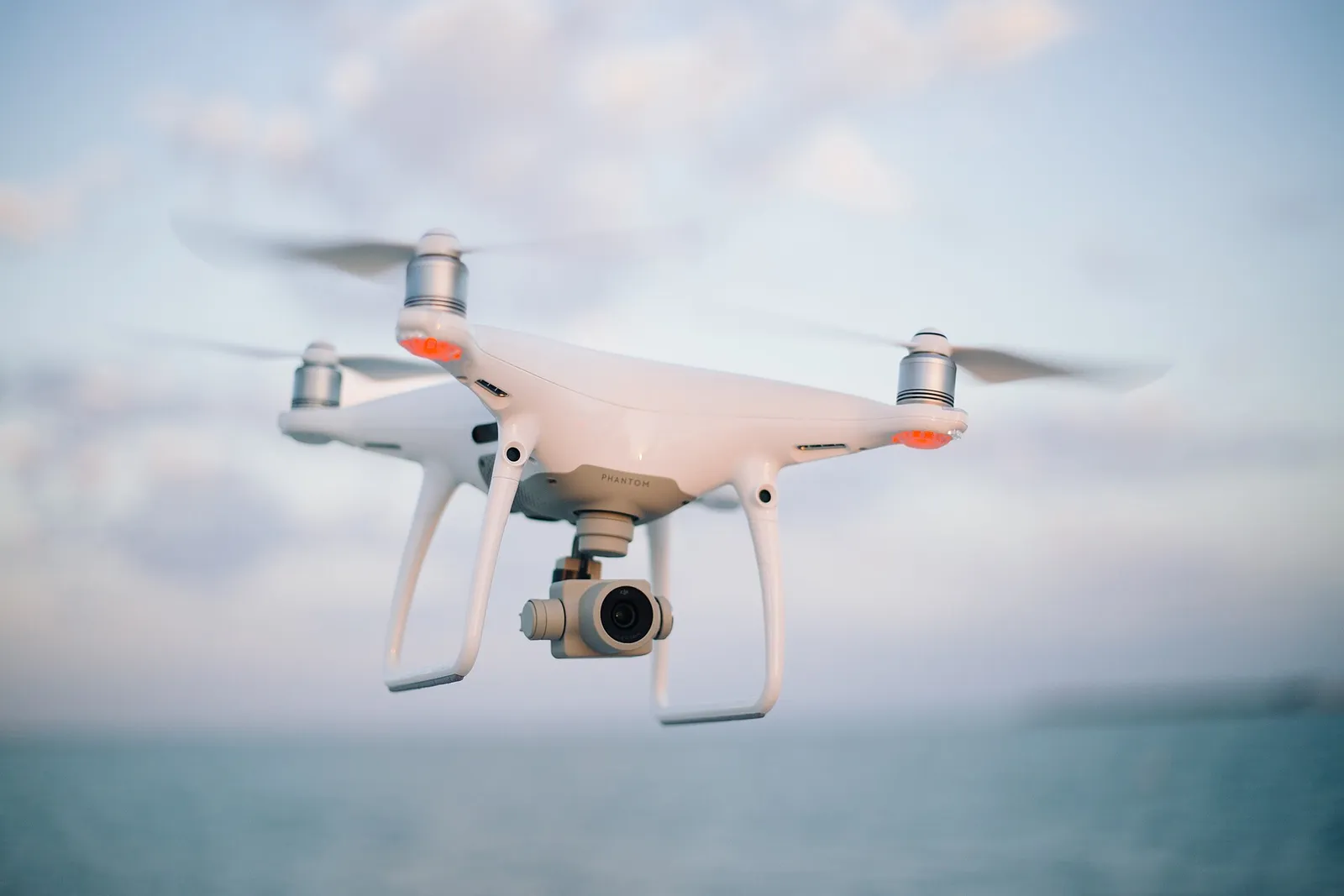 A camera drone in flight