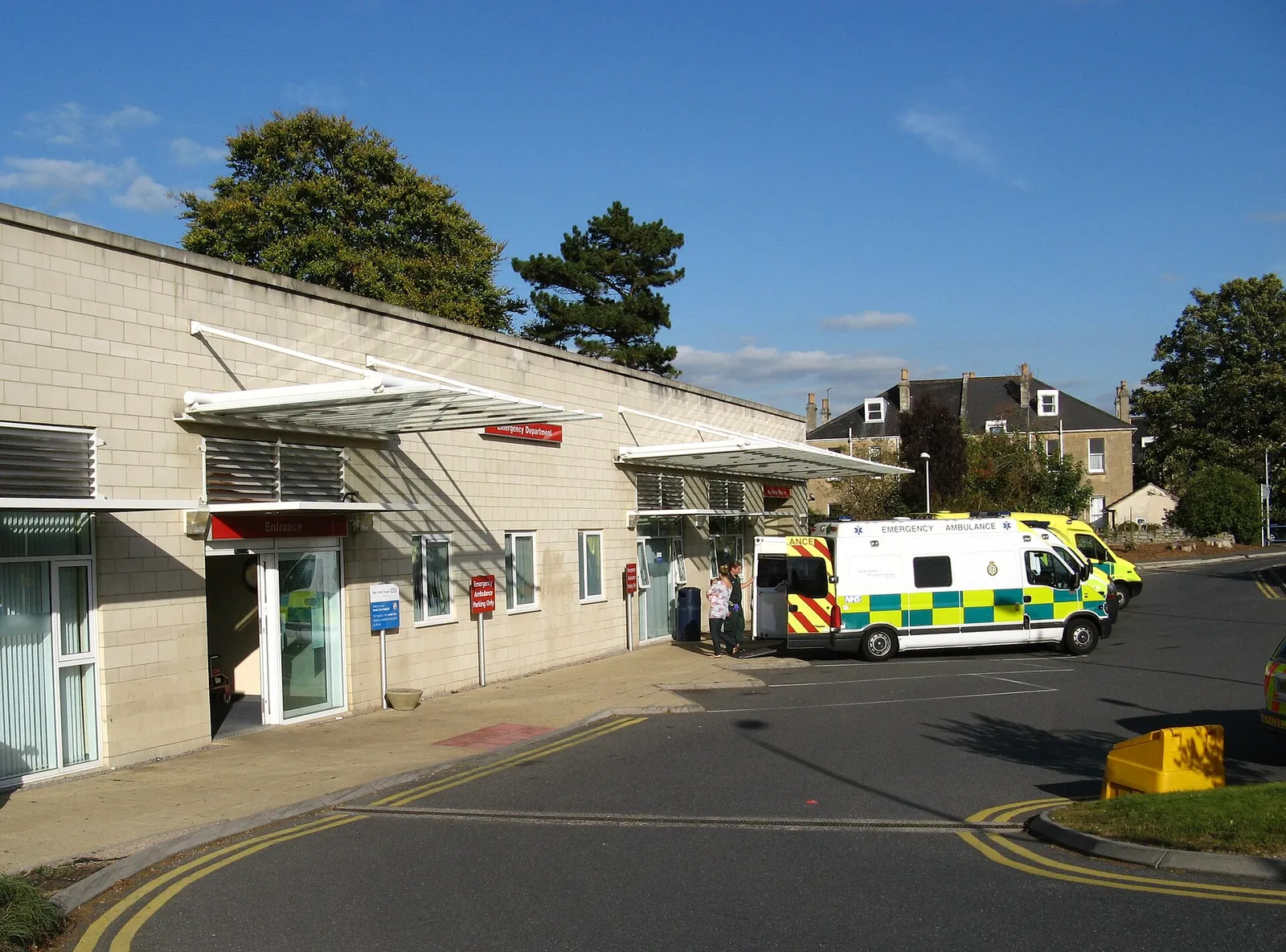 The entrance to a hospital emergency department.