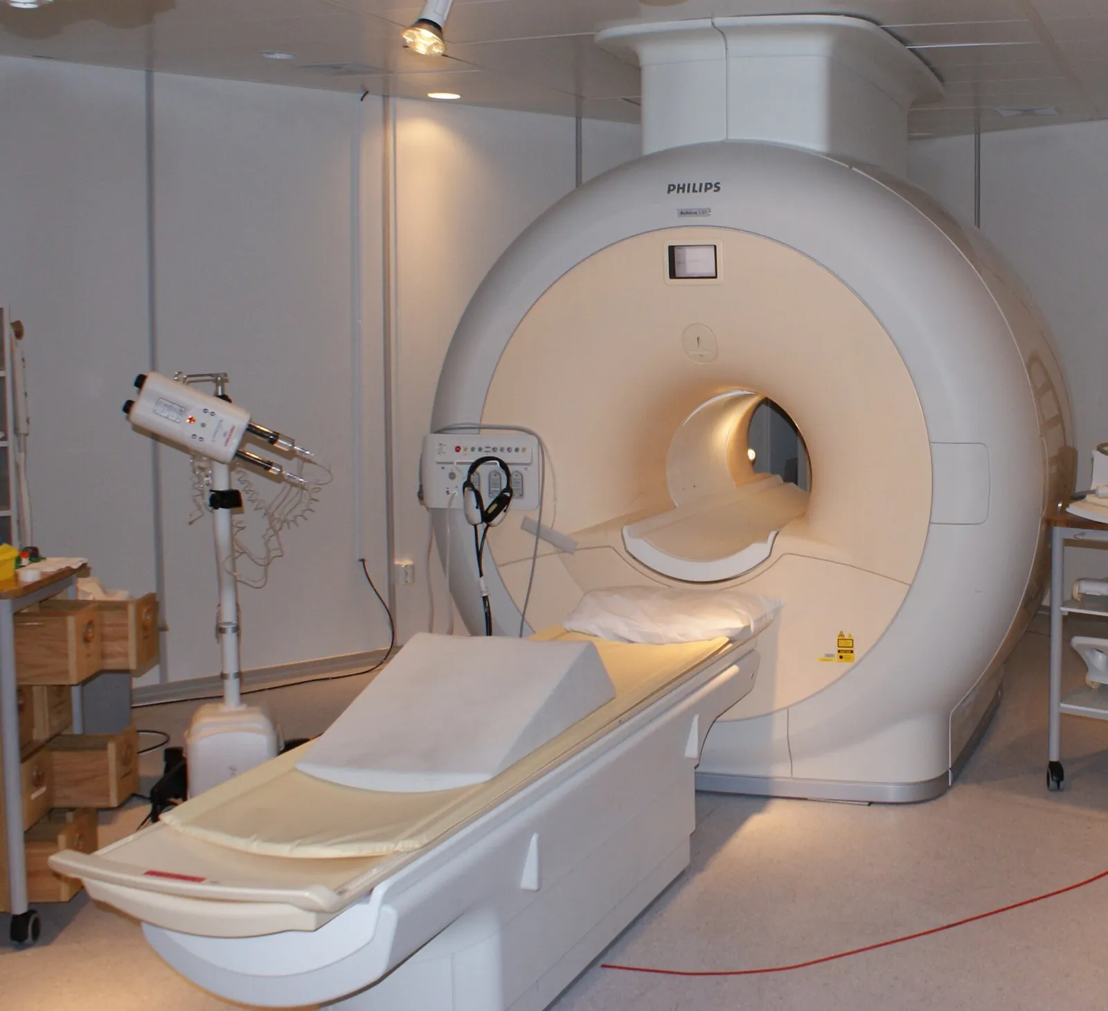 An MRI scanner in a hospital imaging suite