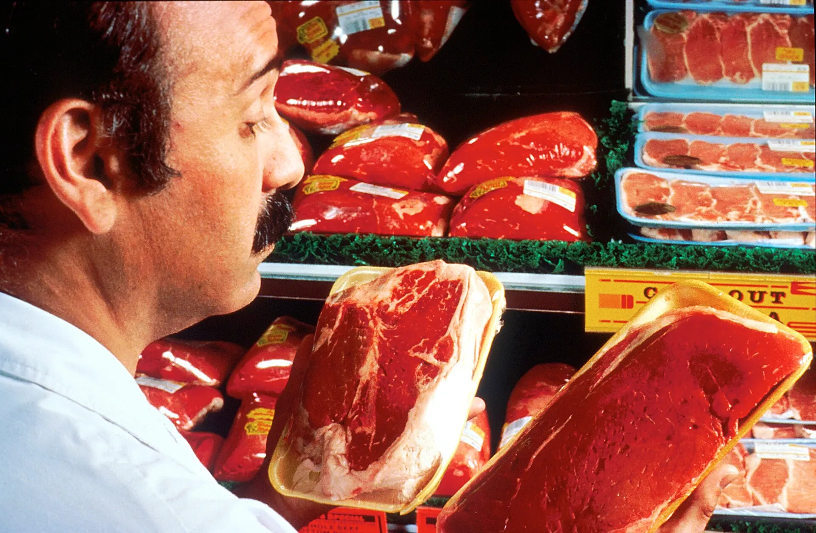 A shopper in a grocery store.