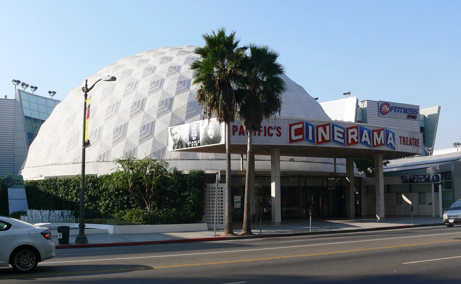 The geodesic dome of the Cinerama Dome theater in Hollywood