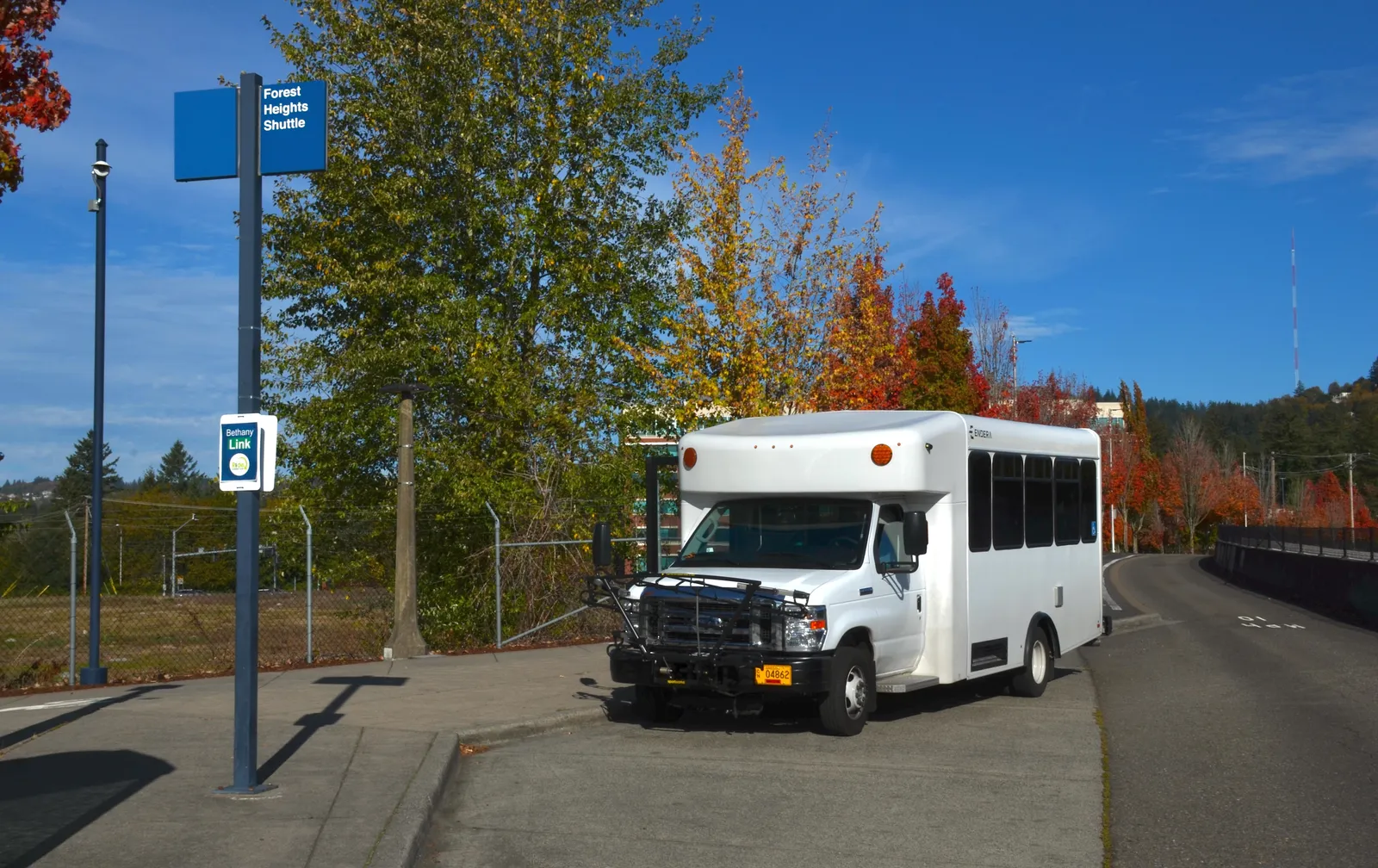An electric on-demand shuttle minibus.