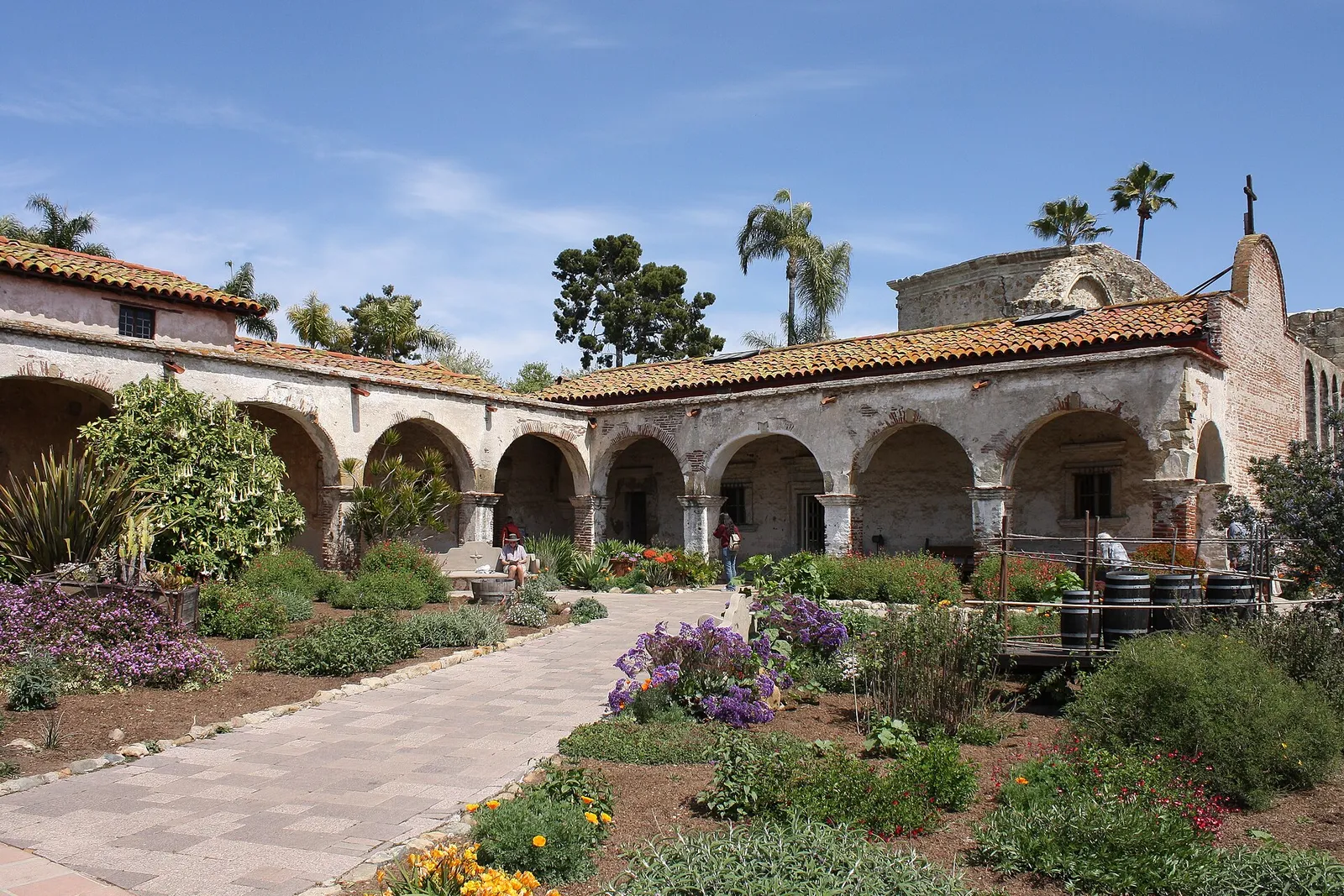 The grounds and arches of Mission San Juan Capistrano in Orange County.