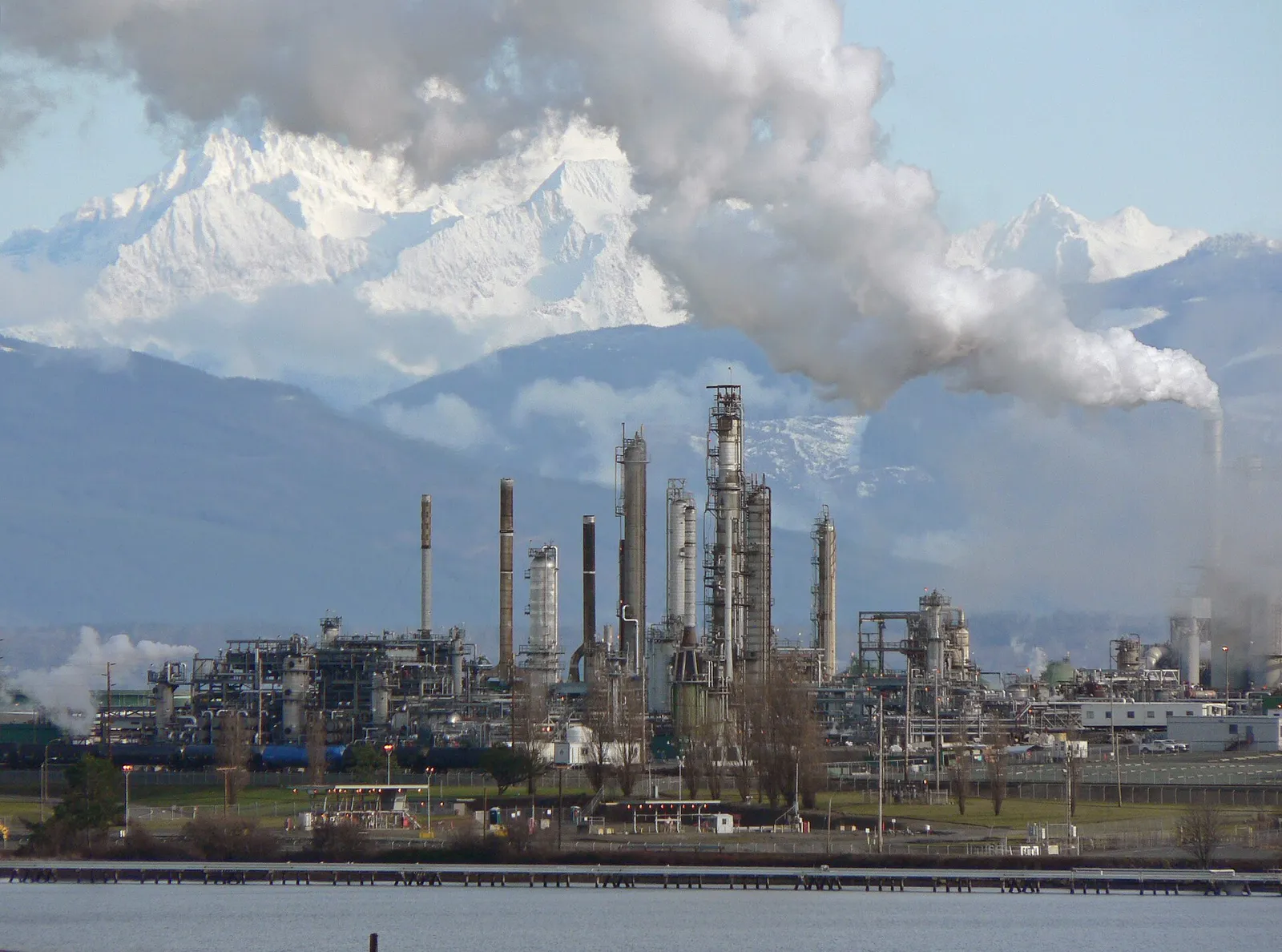 An oil refinery.