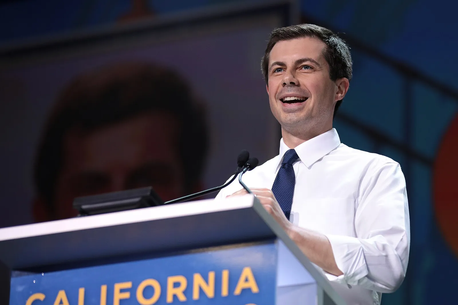 Pete Buttigieg speaking at a 2019 event in California.