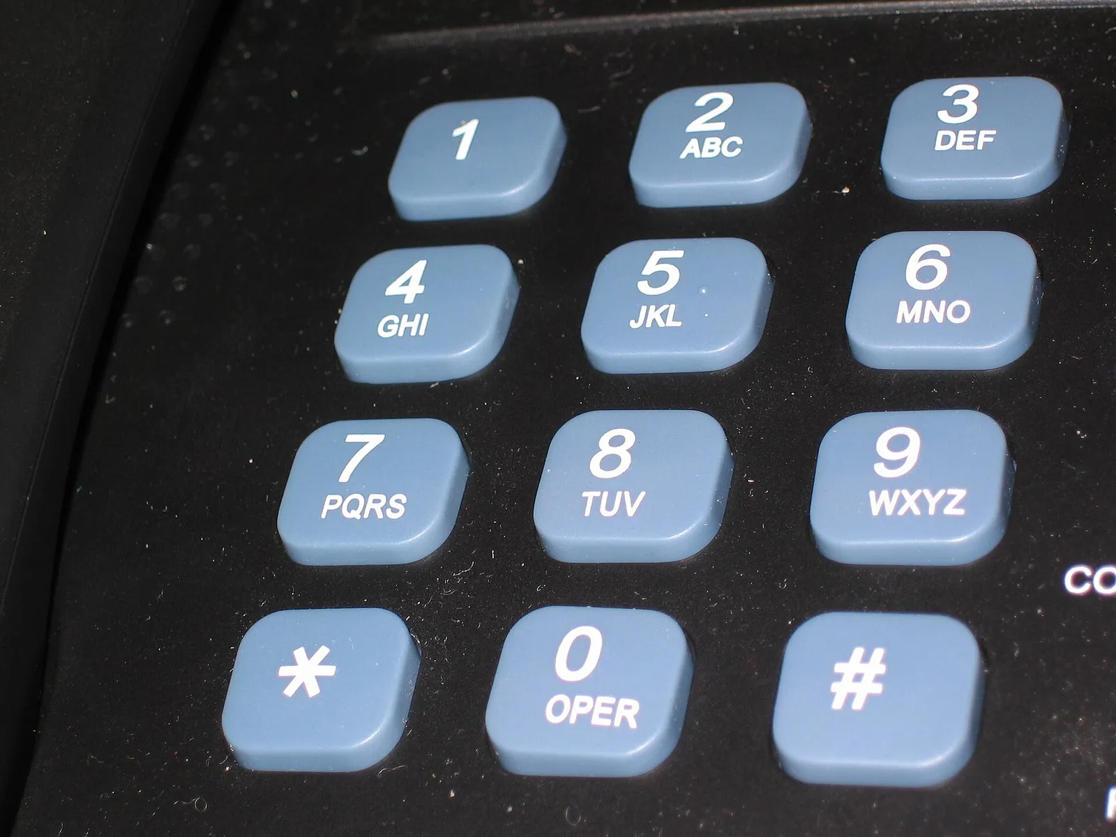 The keypad of a telephone.
