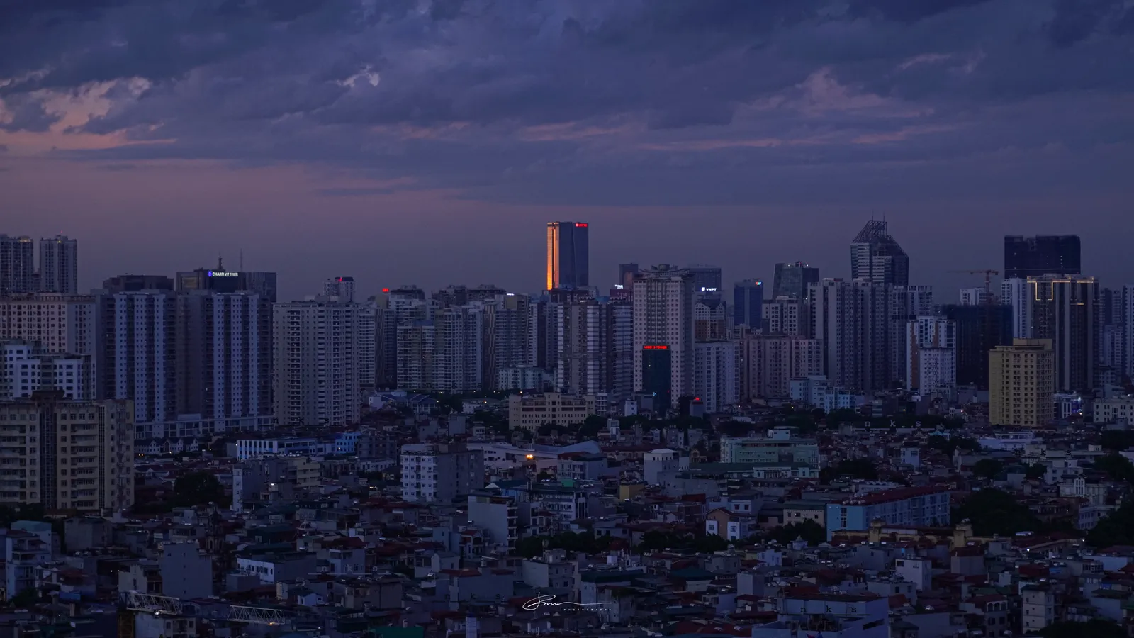 The skyline of Hanoi, Vietnam.