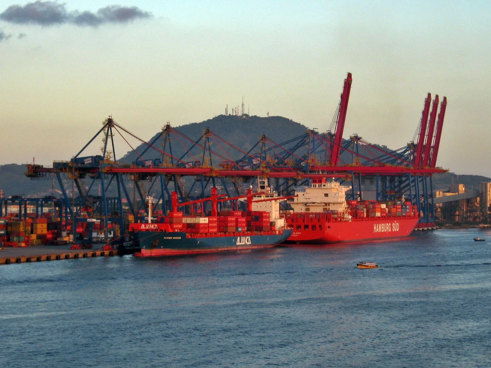 Cargo terminals at the Port of Santos in Brazil