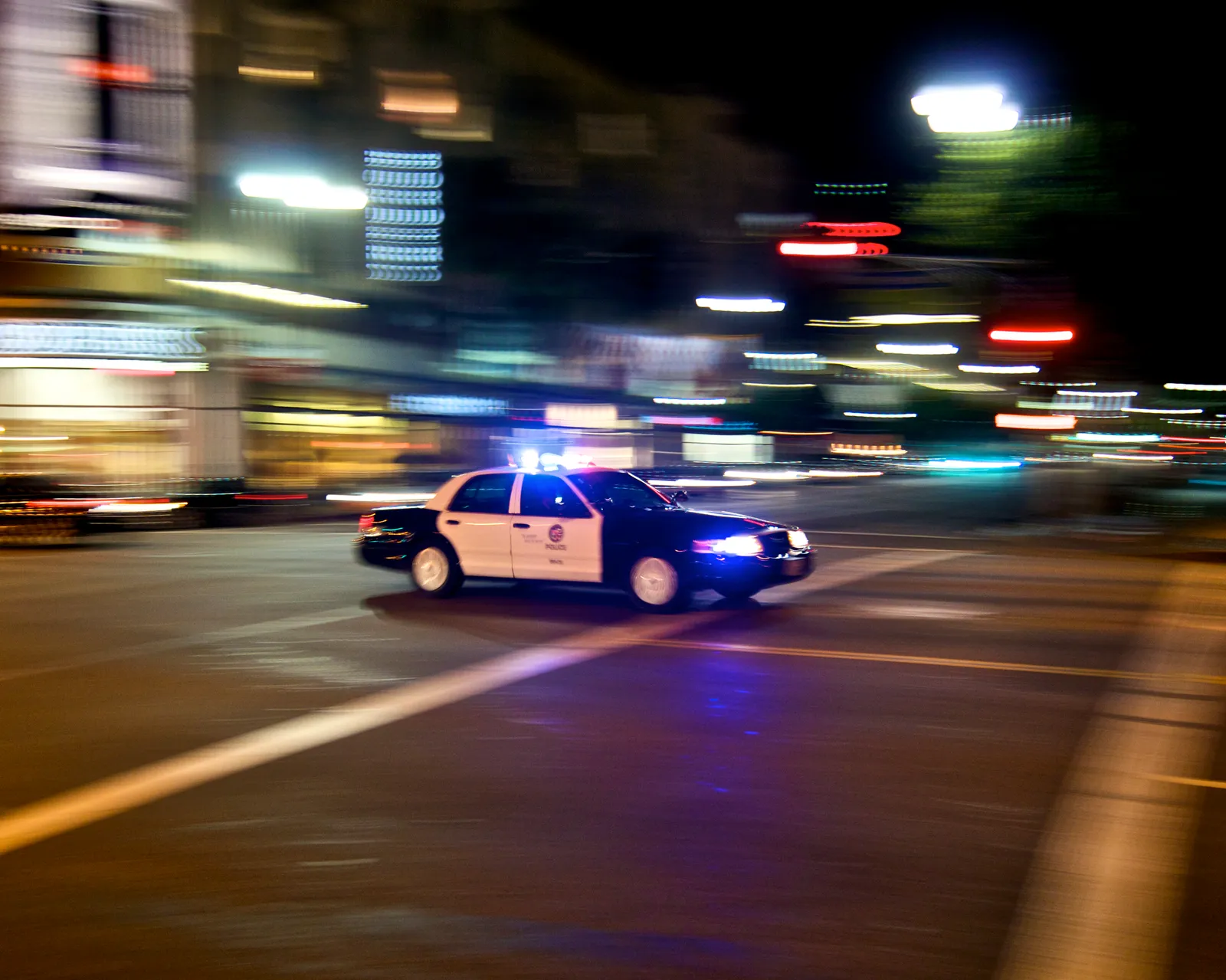 Emergency vehicles on a Los Angeles street.