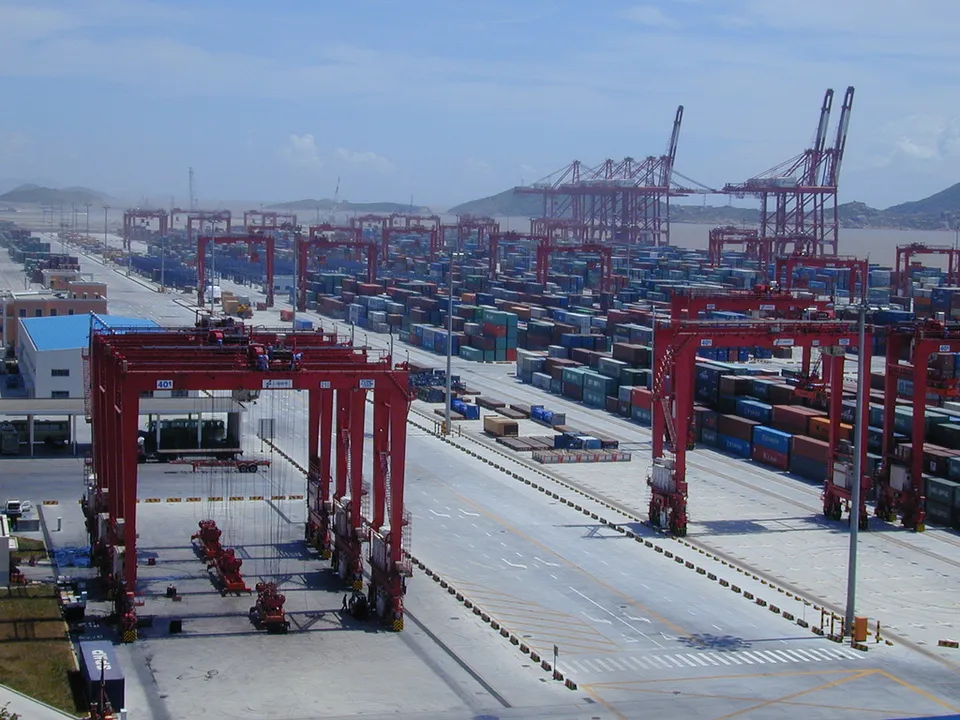 The container port at Shanghai's Yangshan deep-water harbor.