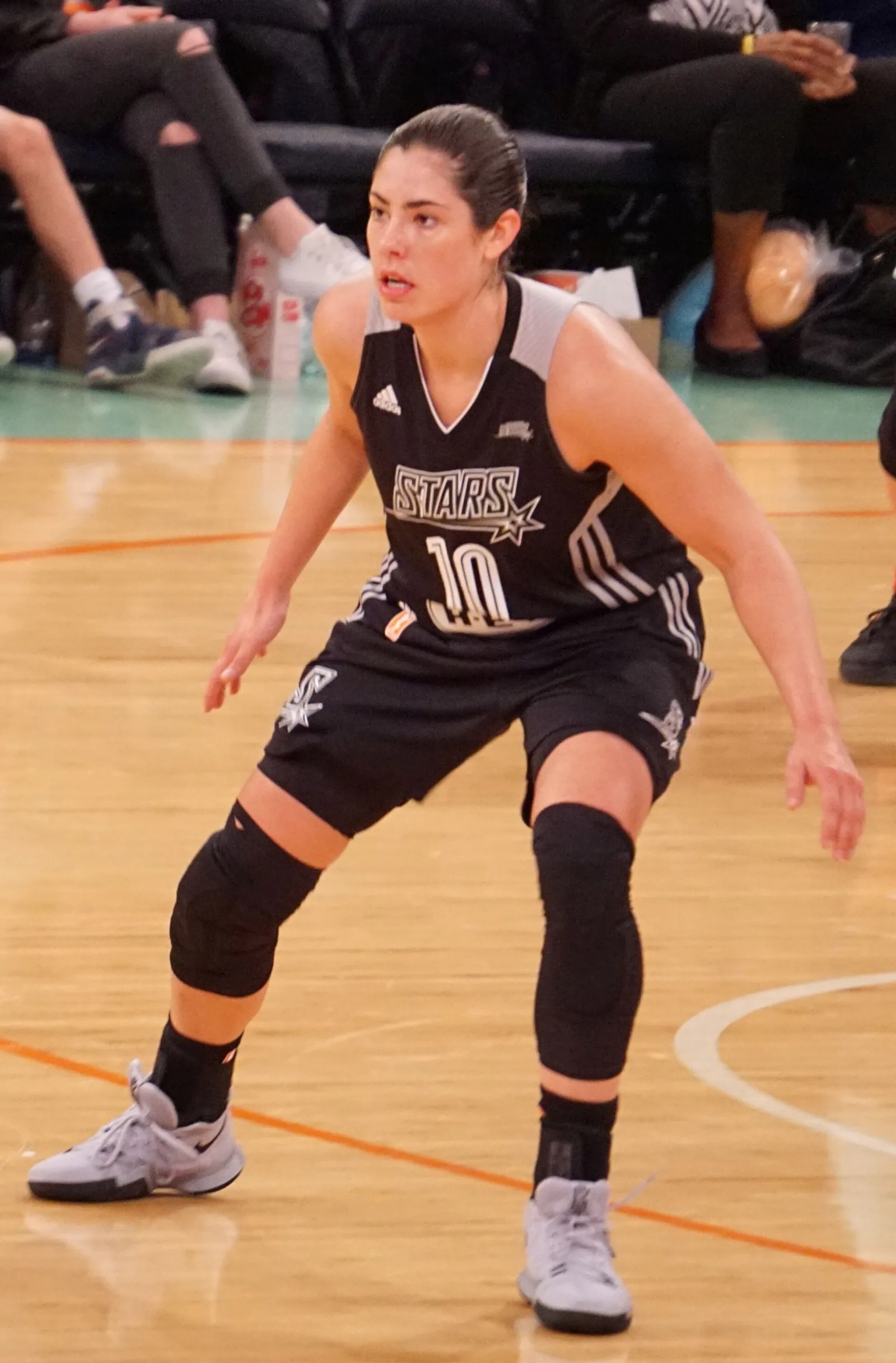 Kelsey Plum, then with the San Antonio Stars, during a WNBA game against the New York Liberty