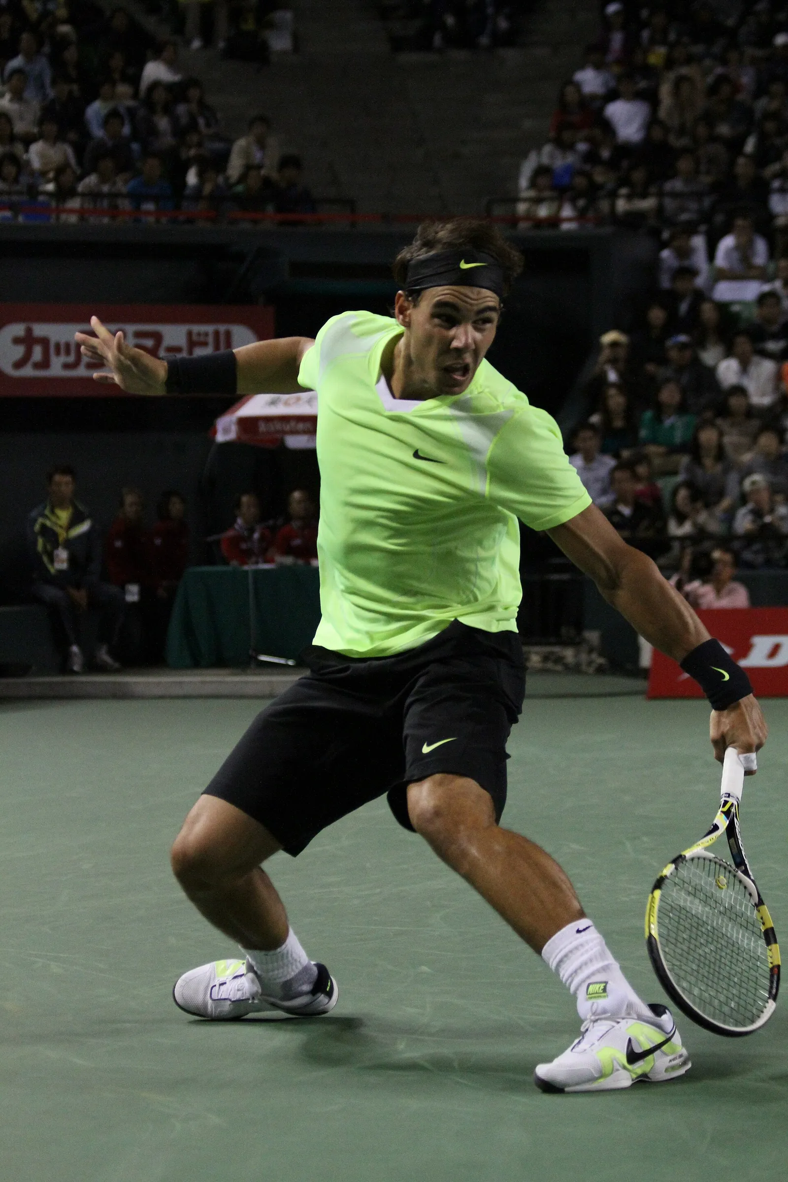 Rafael Nadal during a tennis match.