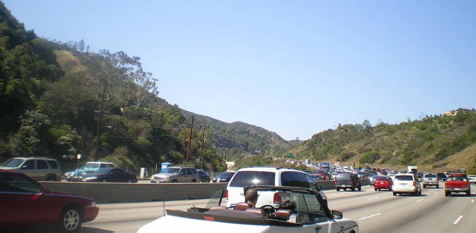 The 405 Freeway running through the Sepulveda Pass in Los Angeles