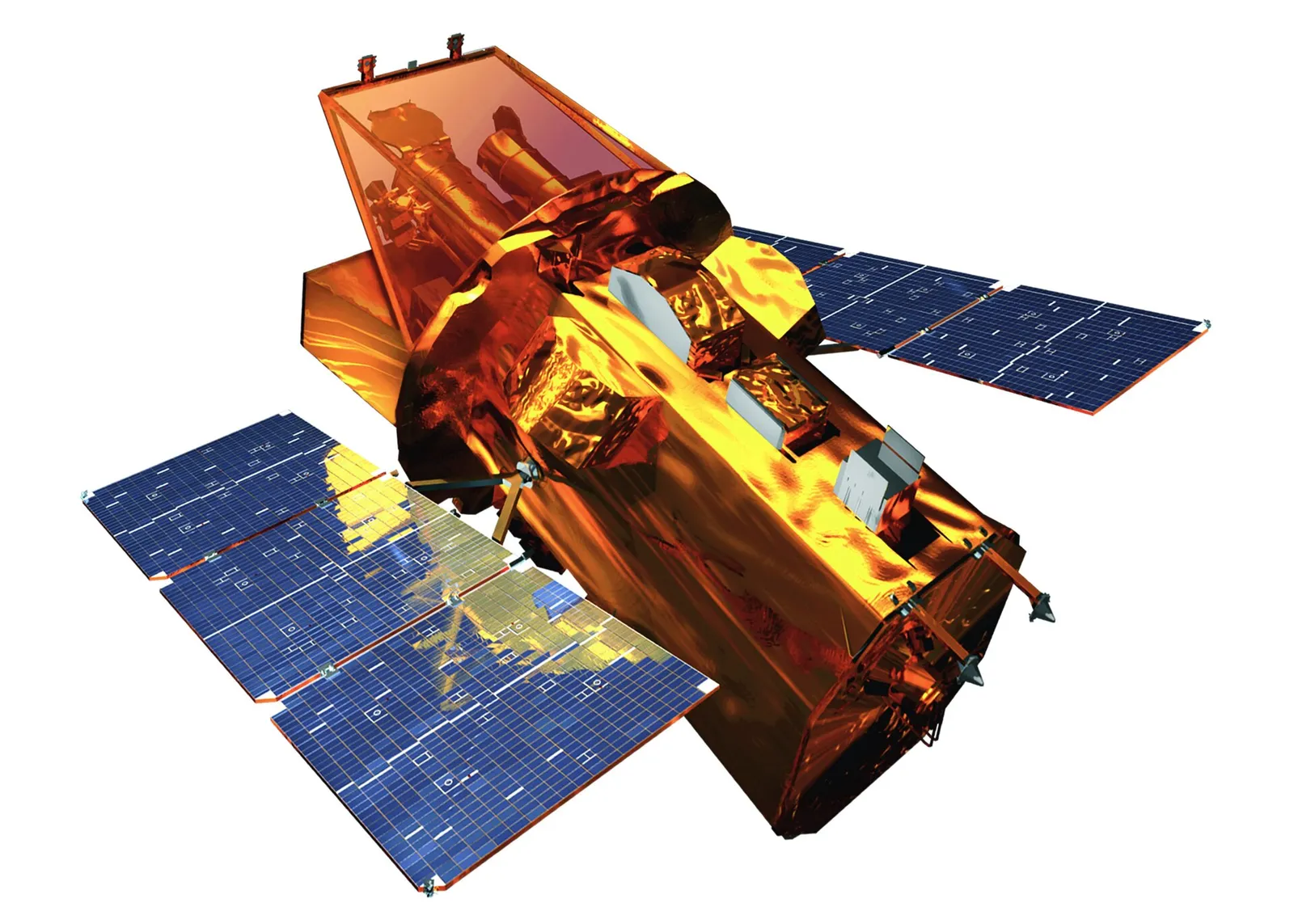 An illustration of NASA's Swift observatory in orbit.