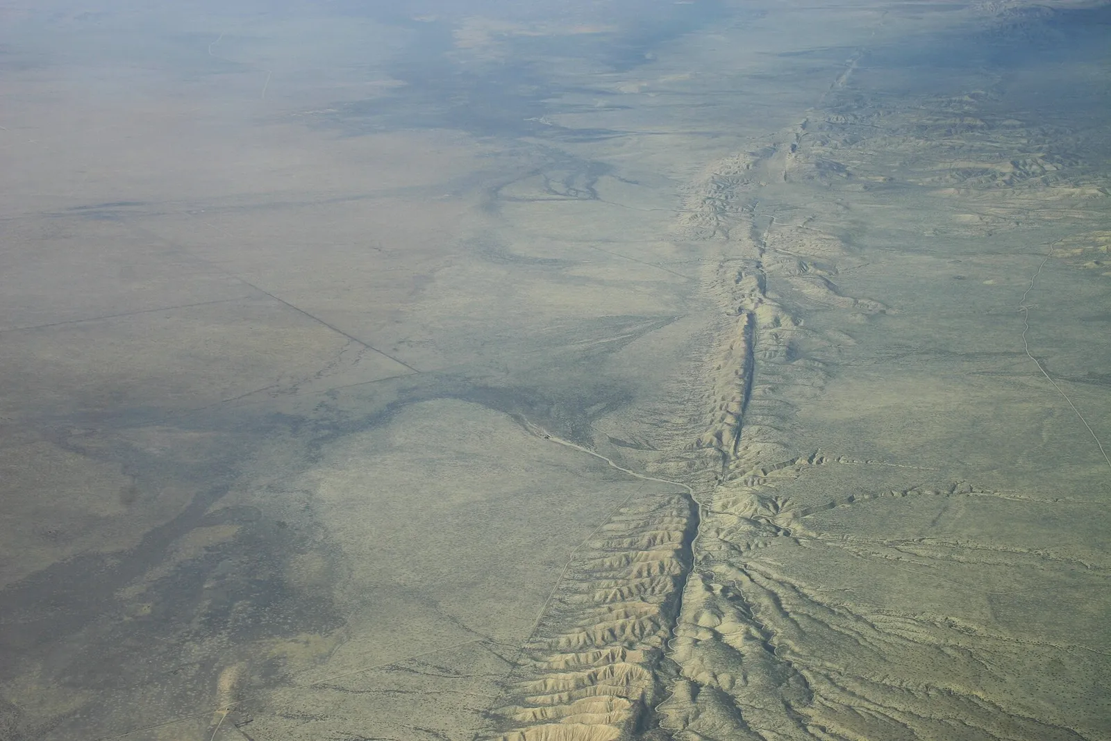 The San Andreas fault cutting across the Carrizo Plain in California