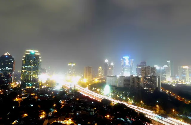 The skyline of Jakarta, Indonesia.