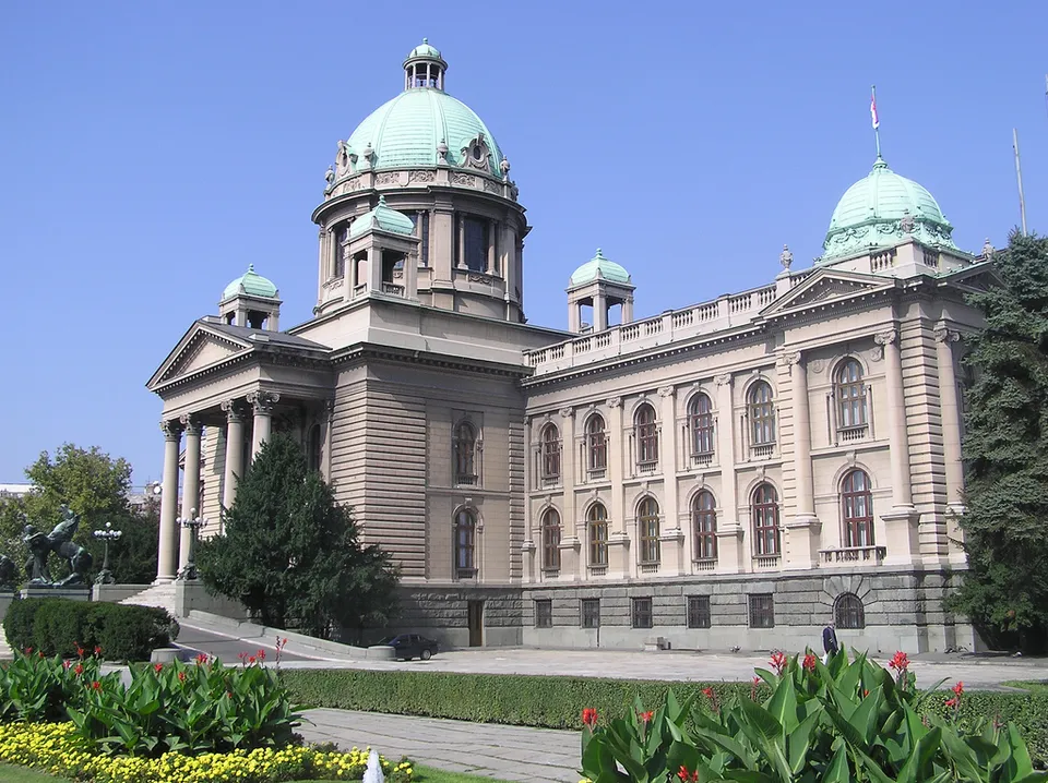 The National Assembly building in Belgrade, Serbia.