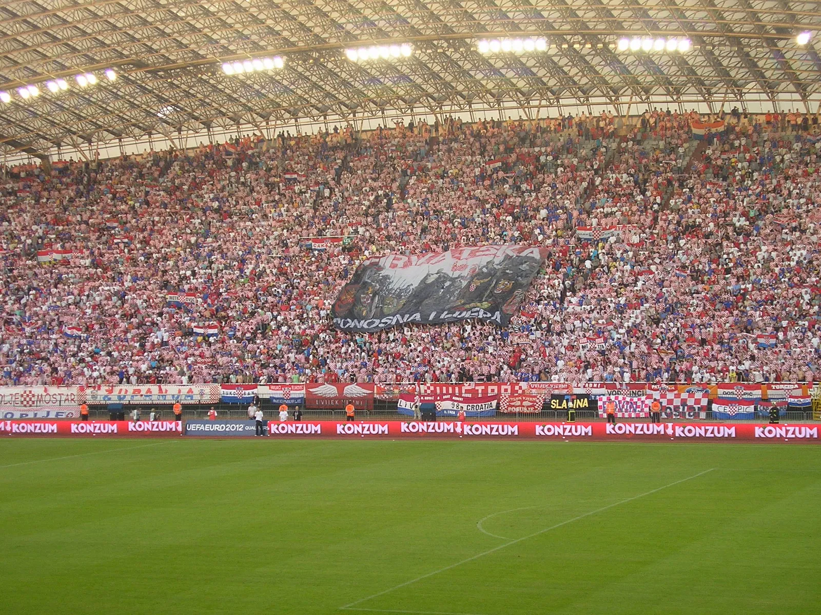 Croatia supporters fill the stands at an international match.