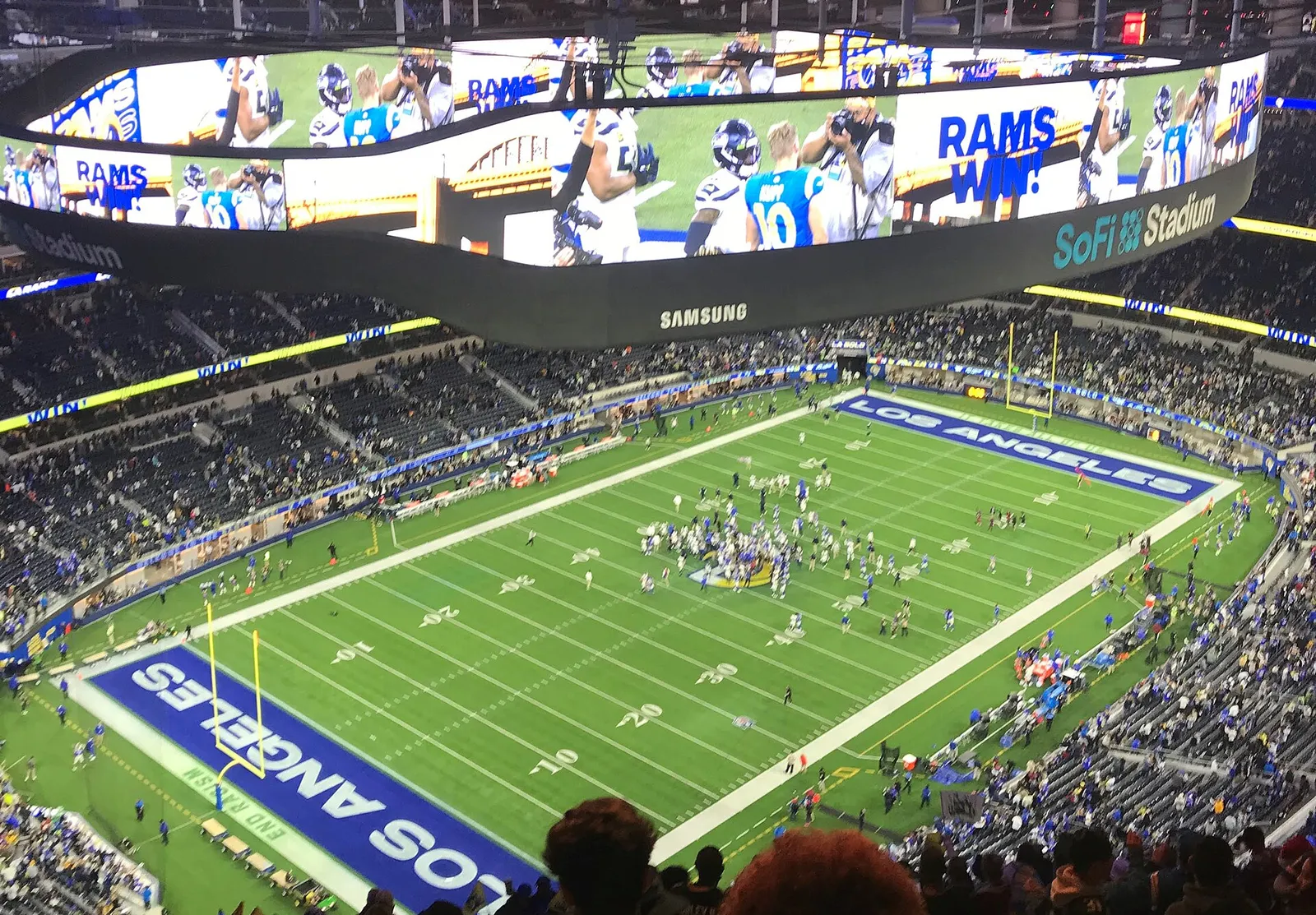 The Los Angeles Rams playing a football game