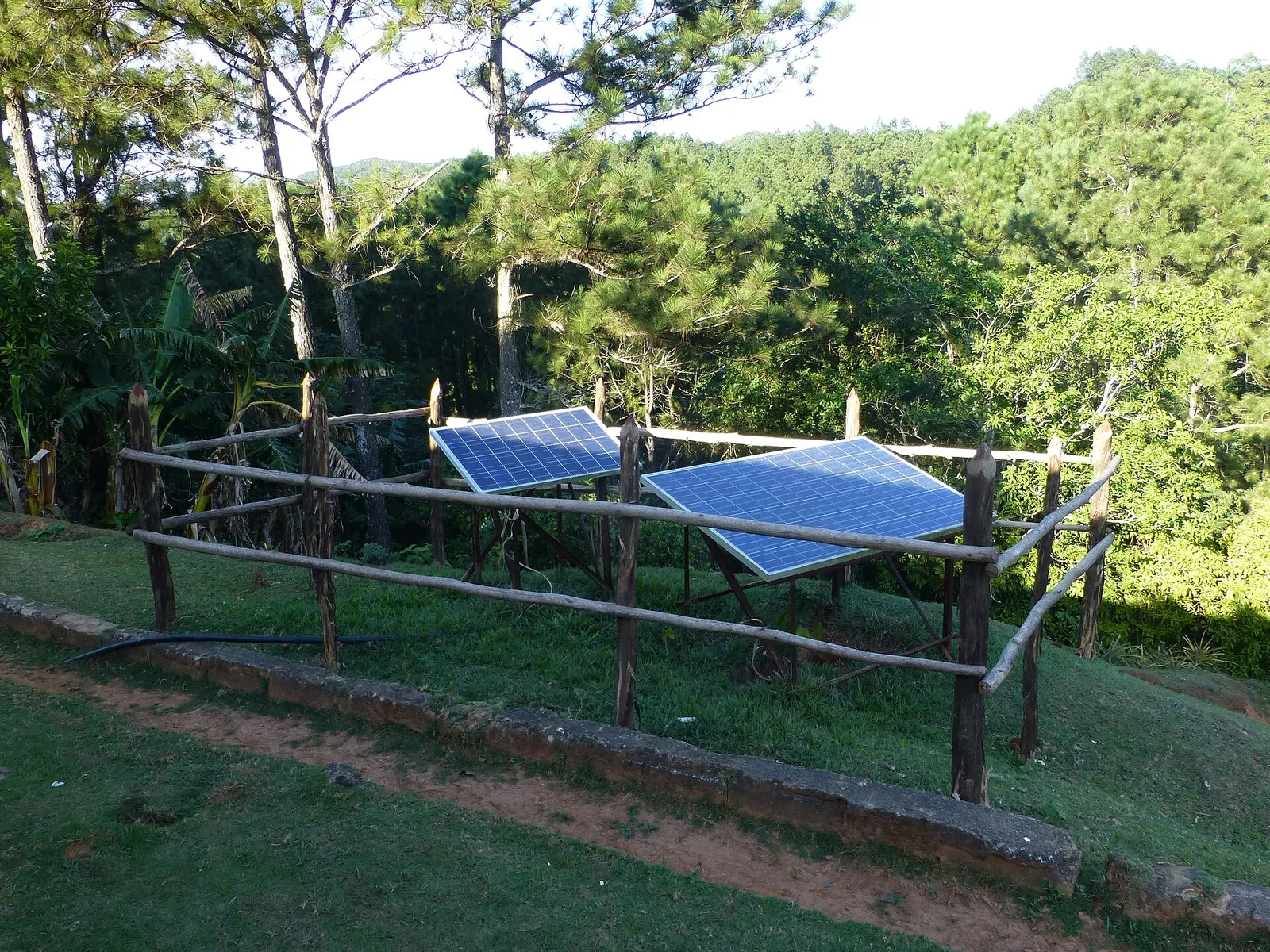 A solar array in the Cuban countryside near Lomas de Banao.