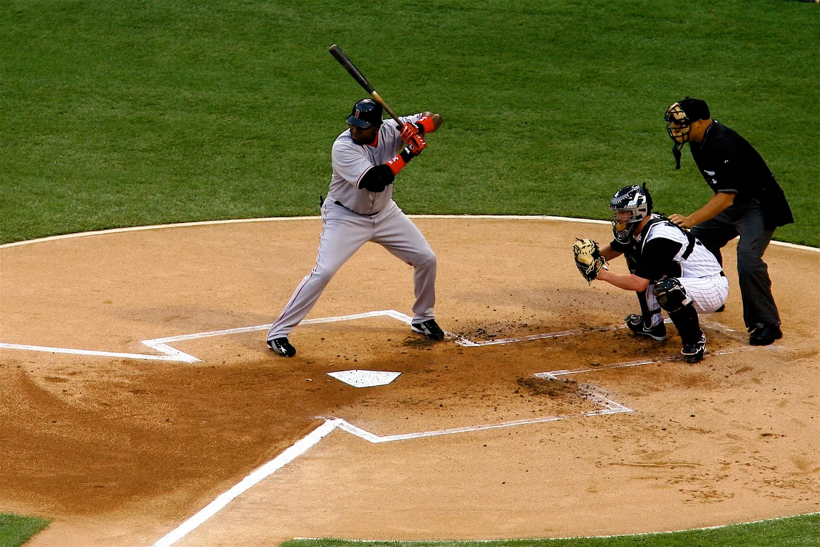A Major League Baseball hitter in the batter's box