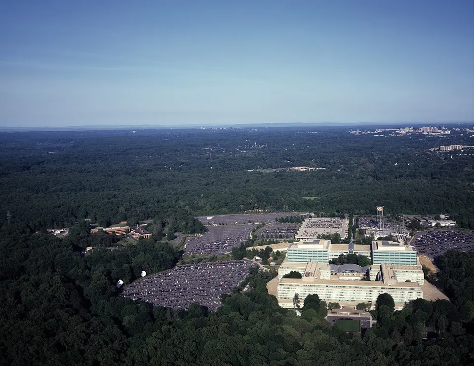 An aerial view of CIA headquarters in Langley, Virginia.