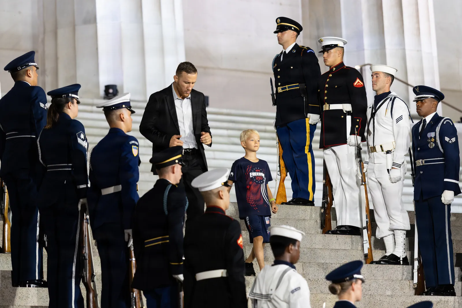 A ceremonial scene at the UFC Freedom 250 event.