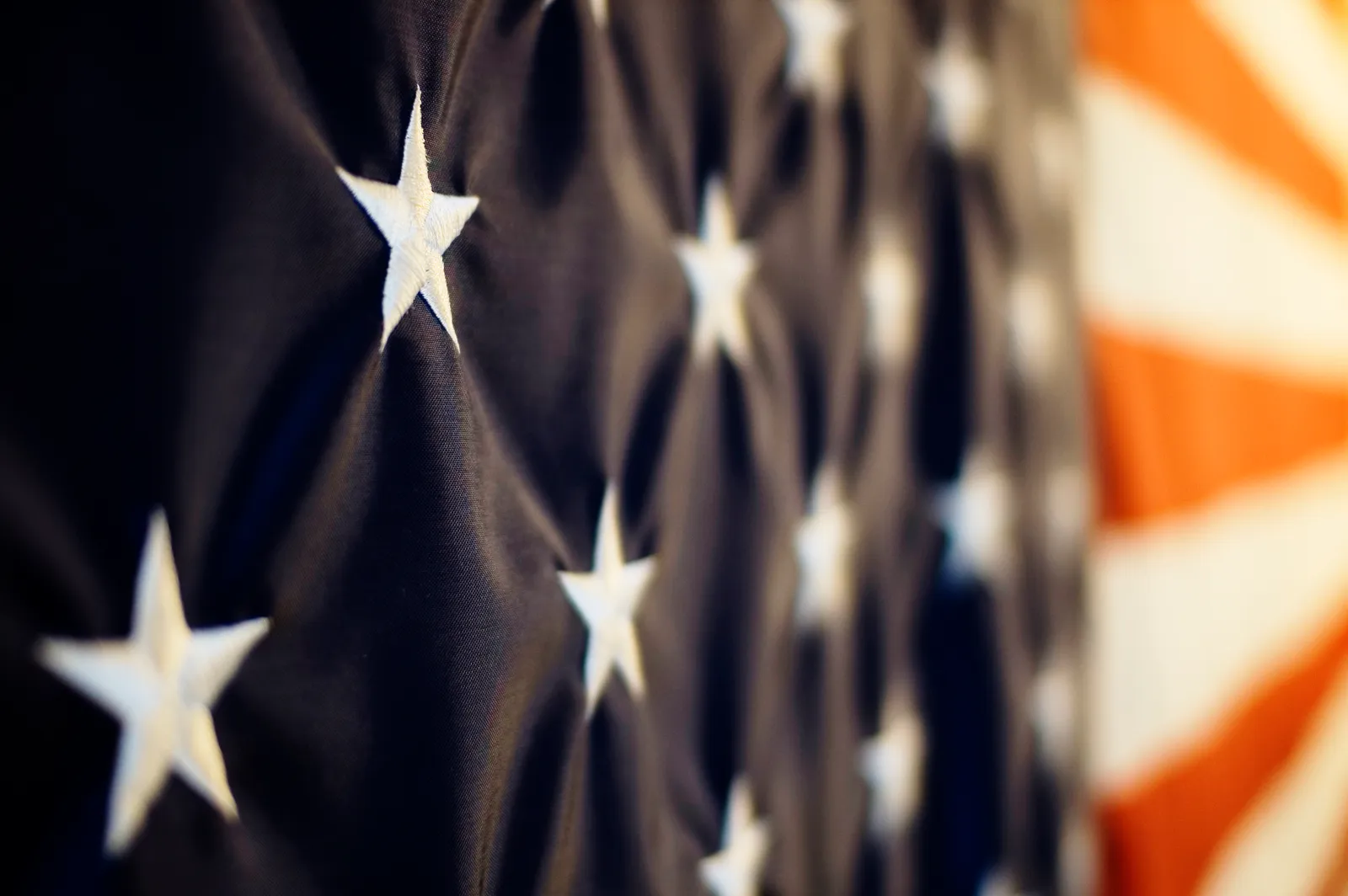 A close-up of the United States flag.