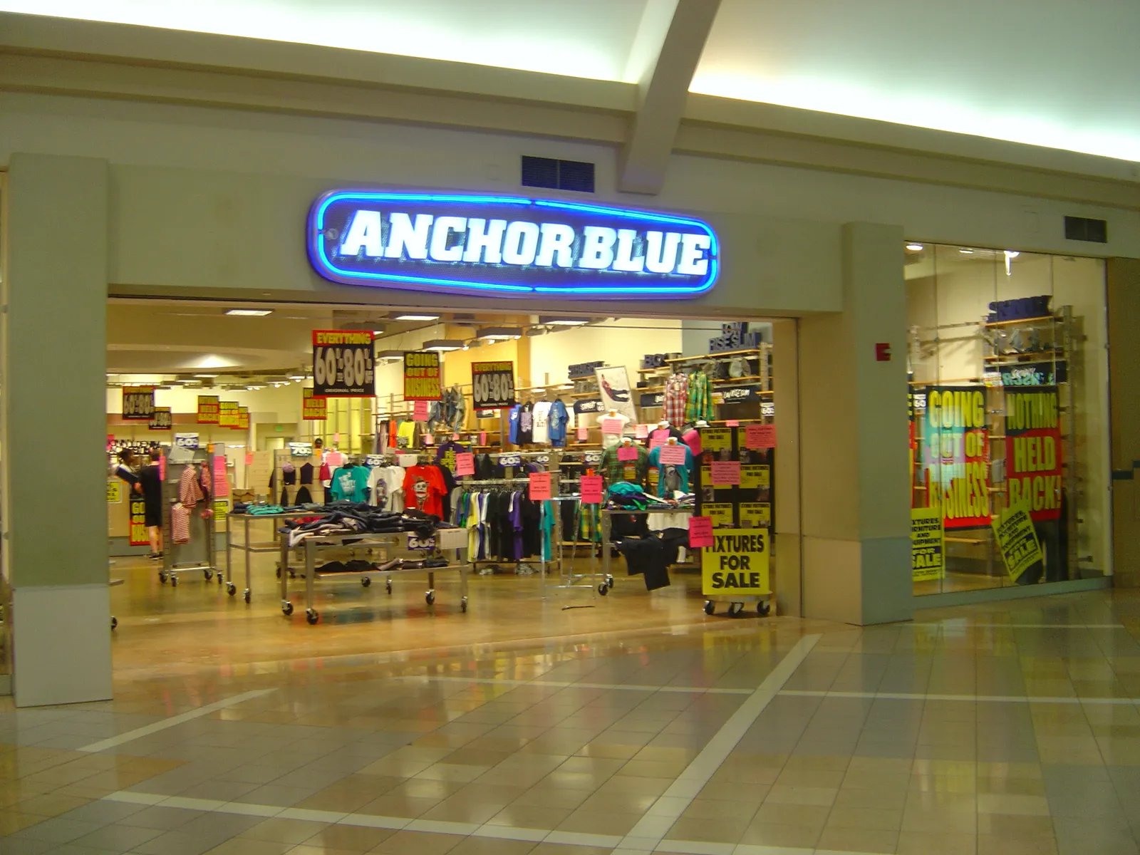 Racks of clothing in a retail store.