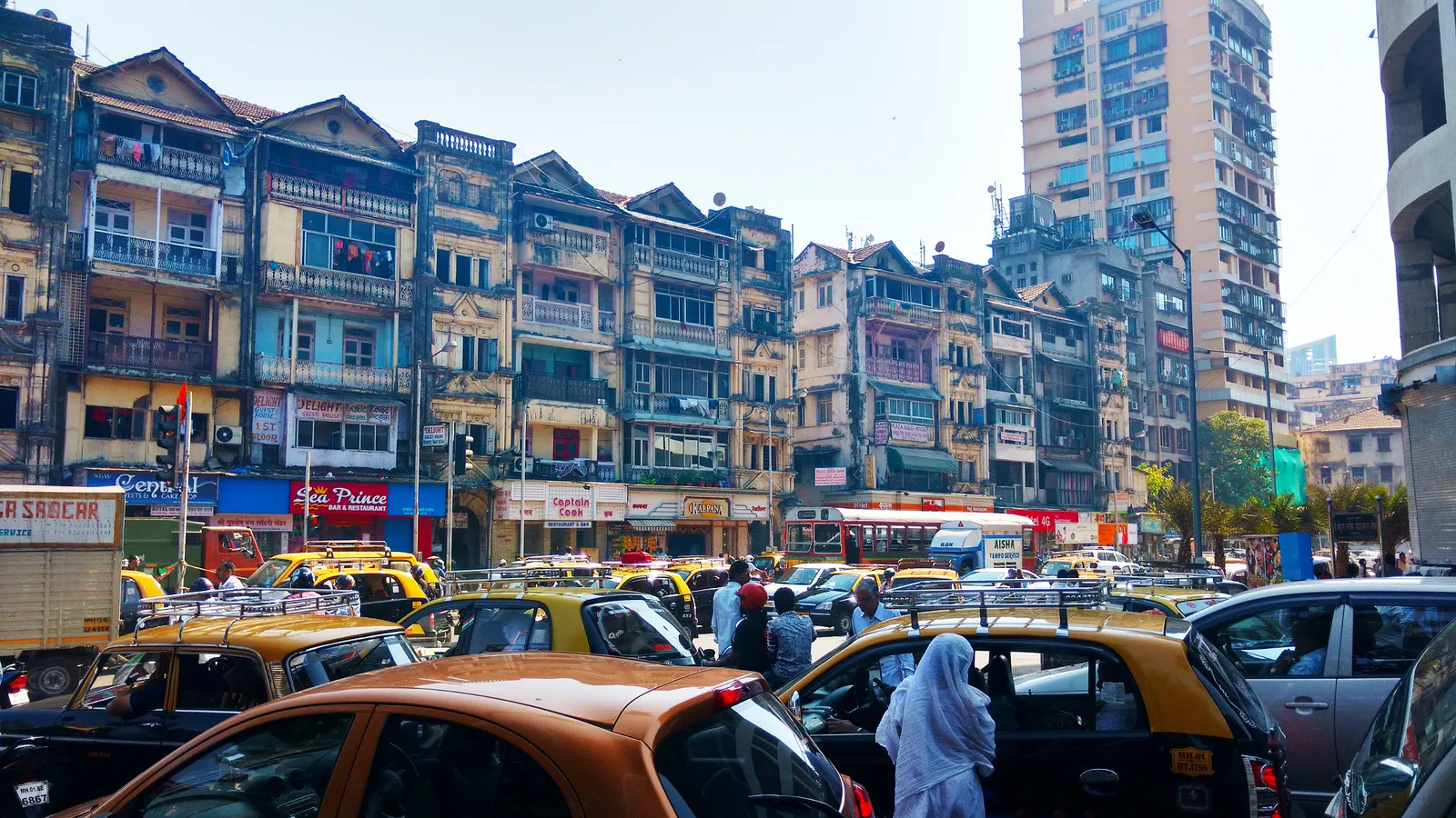 A busy city street in India.