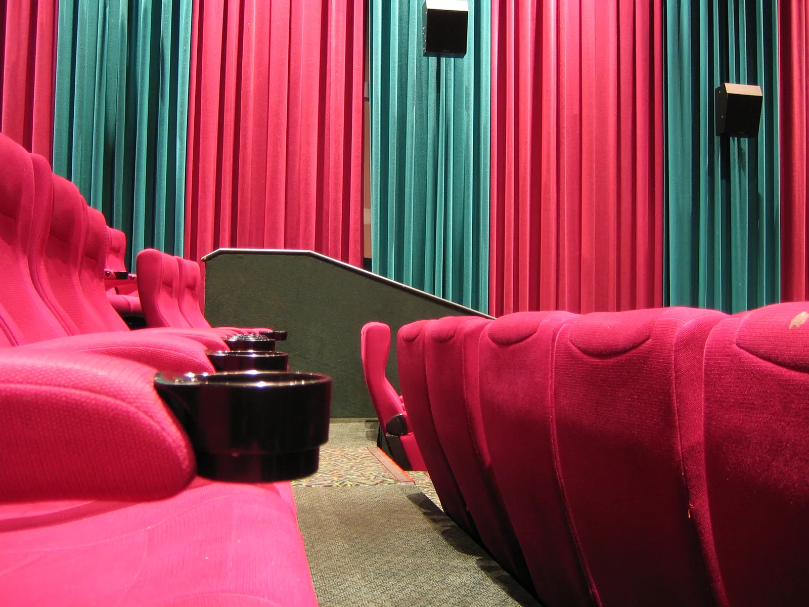 The interior of a movie theater.