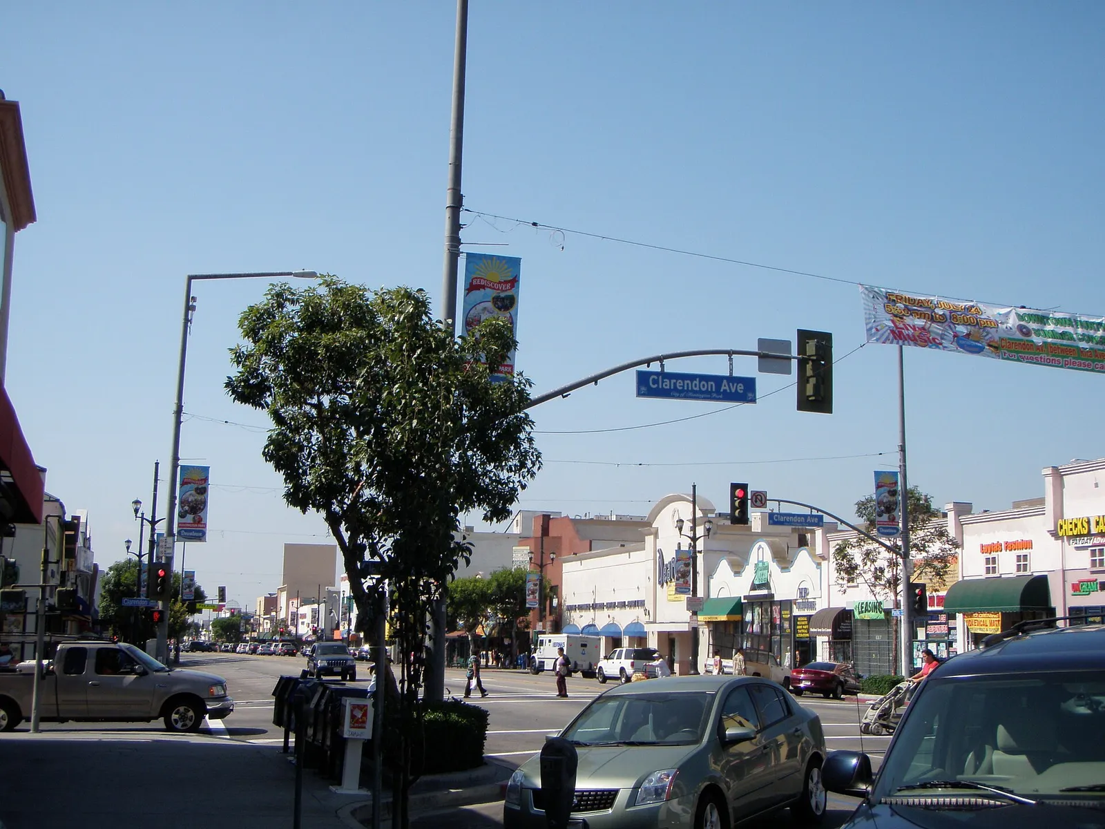 Storefronts along Pacific Boulevard in Huntington Park