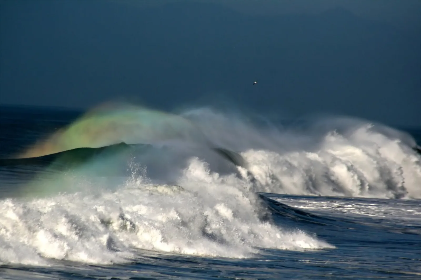 Storm waves breaking against the California coast at Pacifica