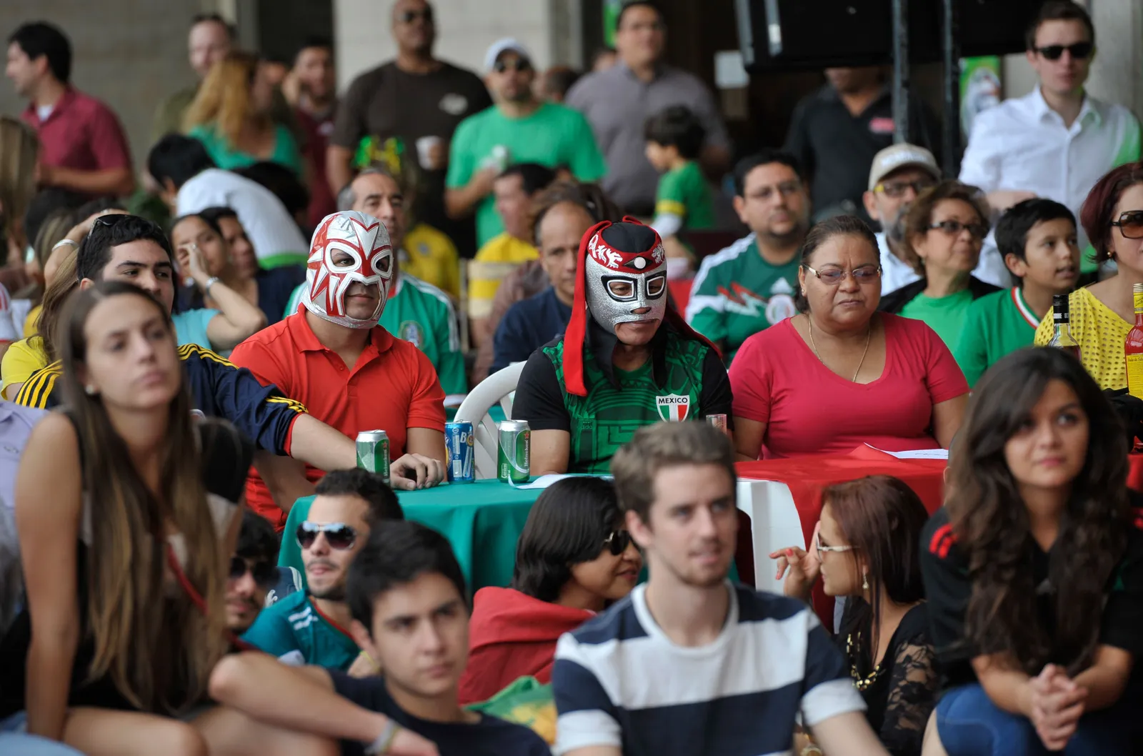 Mexico soccer fans celebrating during a World Cup.