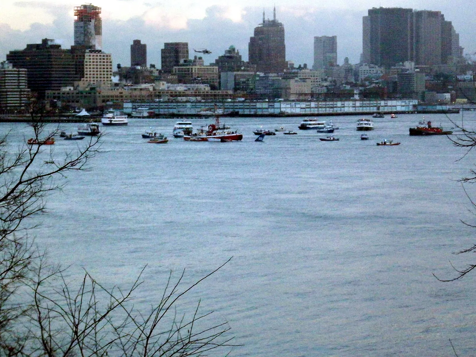 US Airways Flight 1549 floating on the Hudson River after its 2009 emergency landing