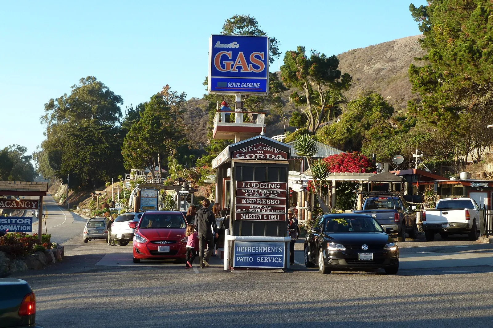Fuel prices posted at a California gas station