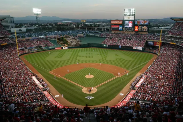 Angel Stadium of Anaheim, home of the Los Angeles Angels.