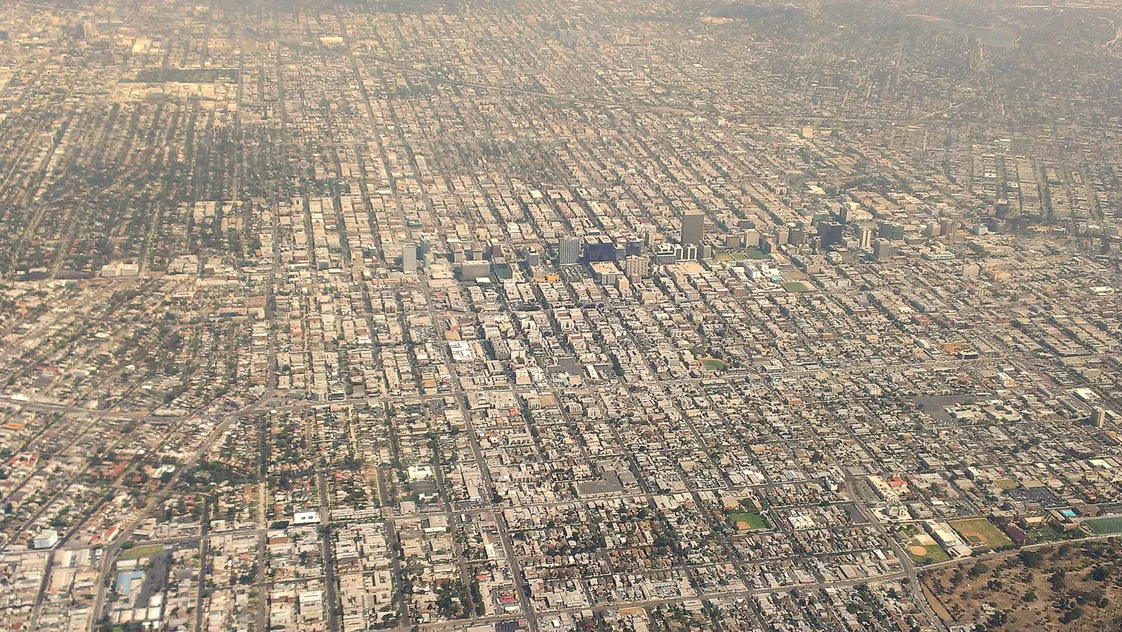An aerial view of Koreatown, Los Angeles