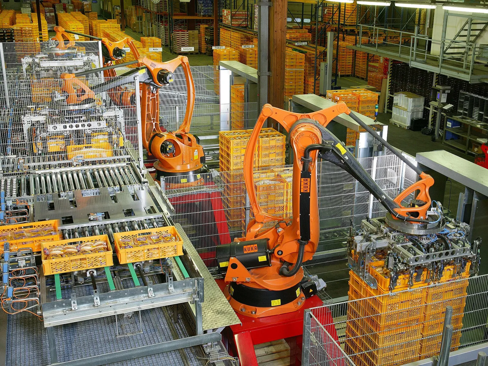Industrial robots at work on a factory automation line (file photo).